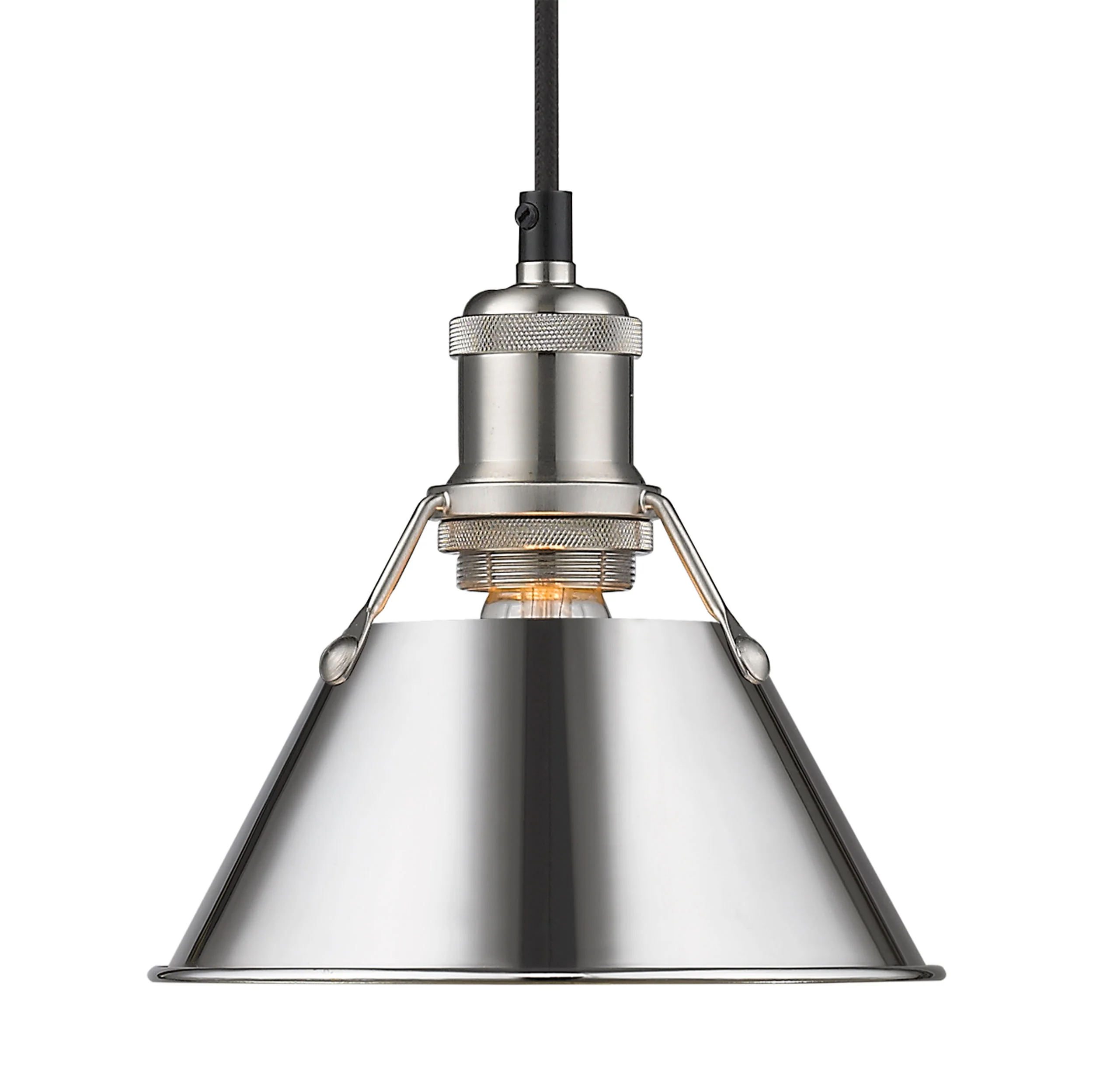 Orwell 1-light 8in Pendant in Pewter and Chrome shade
