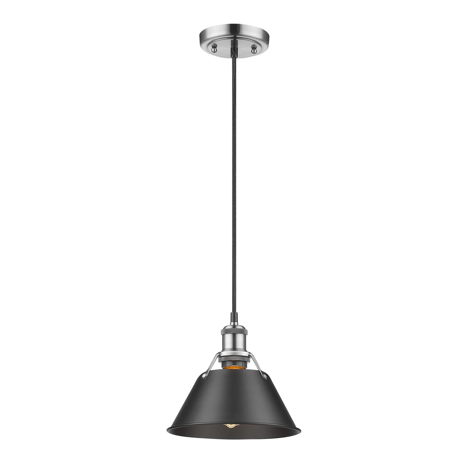 Orwell 1-light 8in Pendant in Pewter and Matte Black shade - Image 3