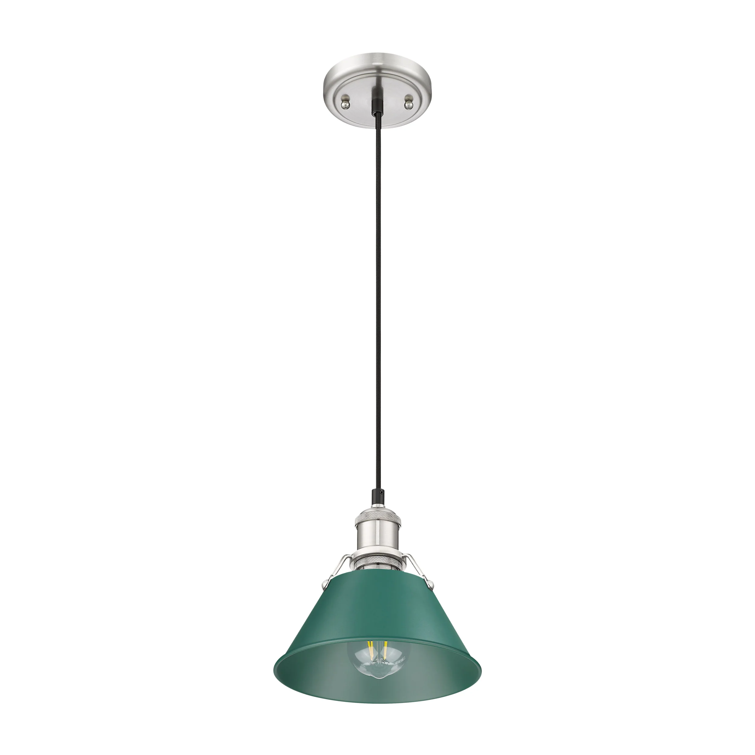 Orwell 1-light 8in Pendant in Pewter and Pine Green shade - Image 3