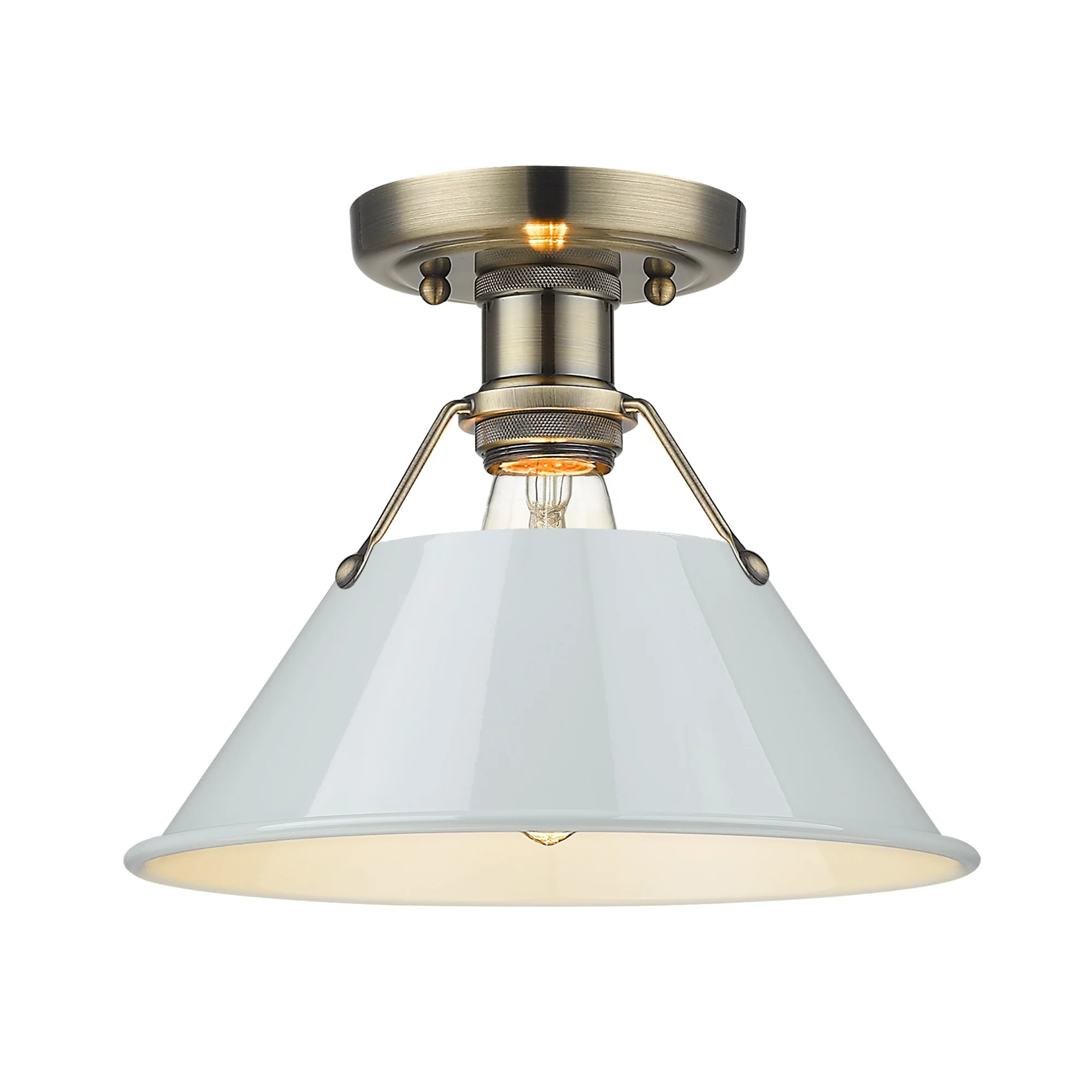 Orwell 1-light Flush Mount in Aged Brass and Dusky Blue shade