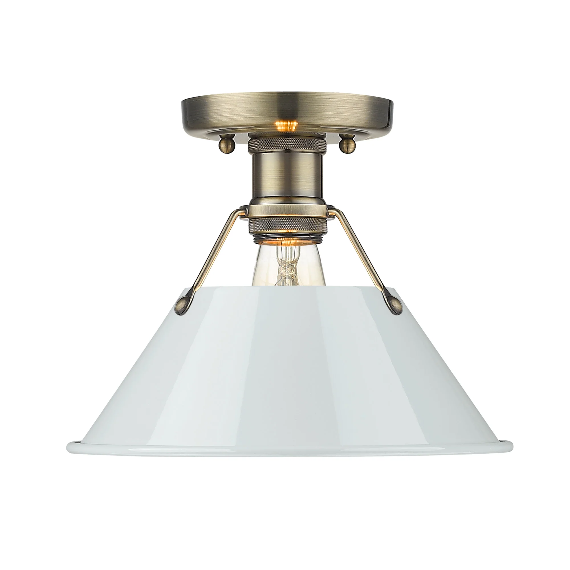 Orwell 1-light Flush Mount in Aged Brass and Dusky Blue shade - Image 2