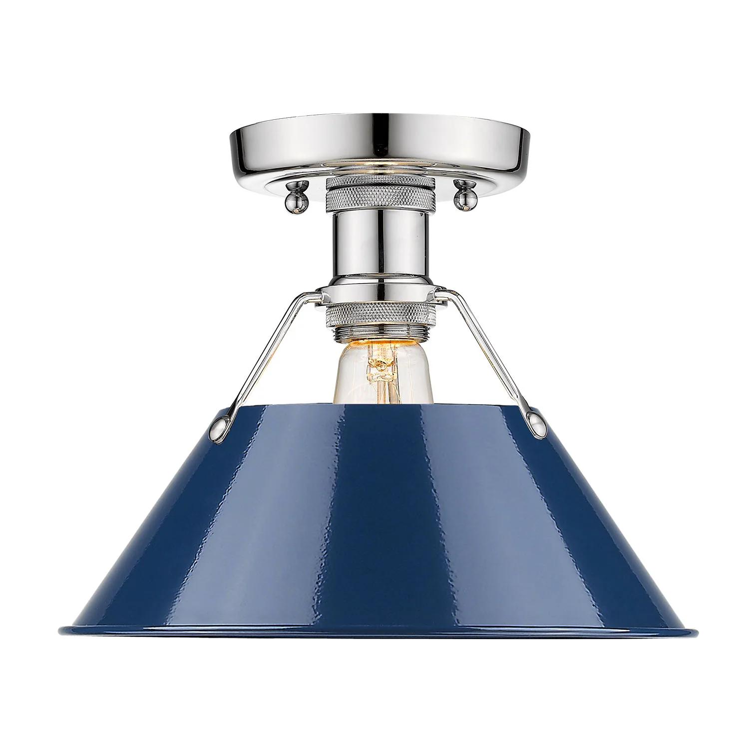 Orwell 1-light Flush Mount in Chrome and Navy Blue shade - Image 2