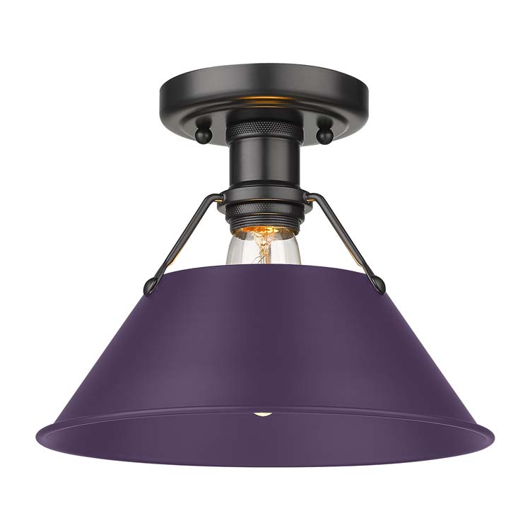 Orwell 1-light Flush Mount in Matte Black and Exotic Purple shade
