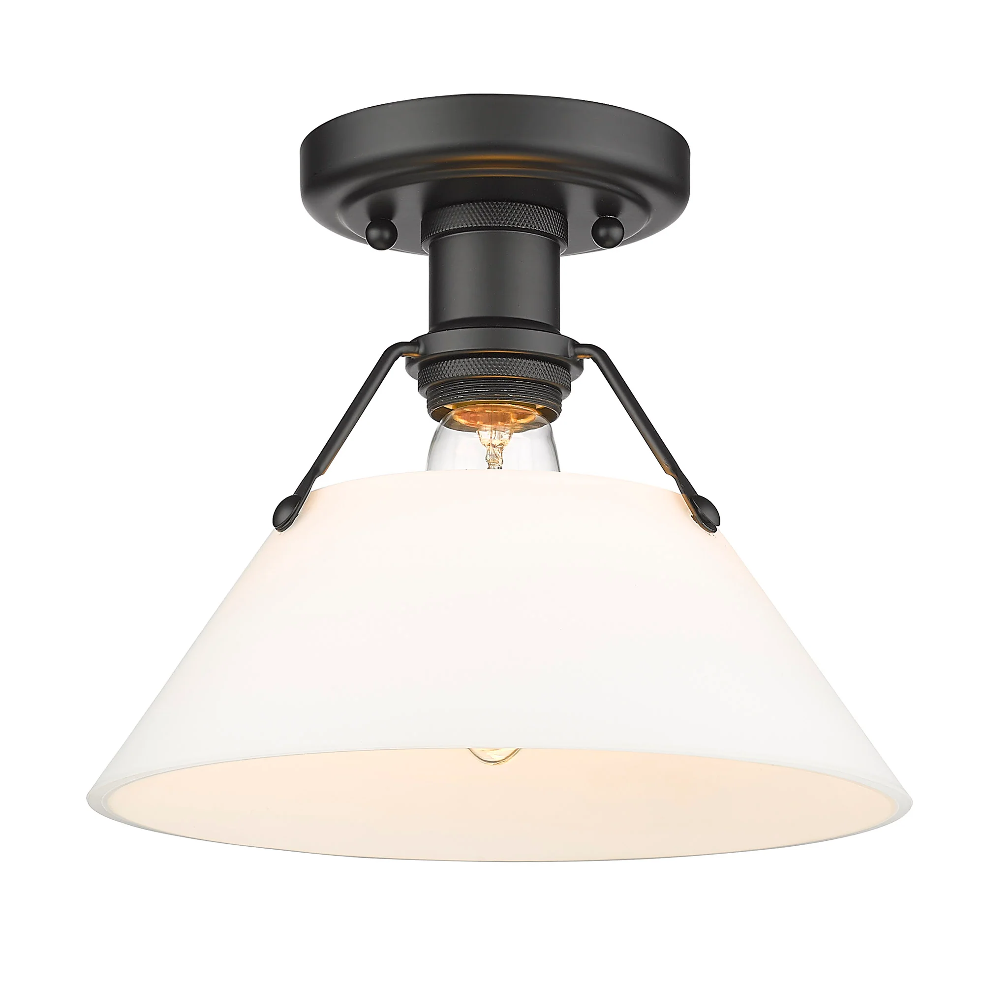 Orwell 1-light Flush Mount in Matte Black and Opal Glass