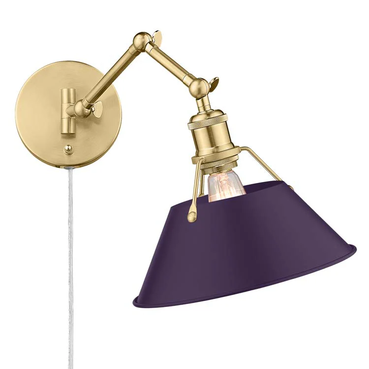 Orwell 1-light Swing Arm in Brushed Champagne Brass and Exotic Purple shade - Image 2