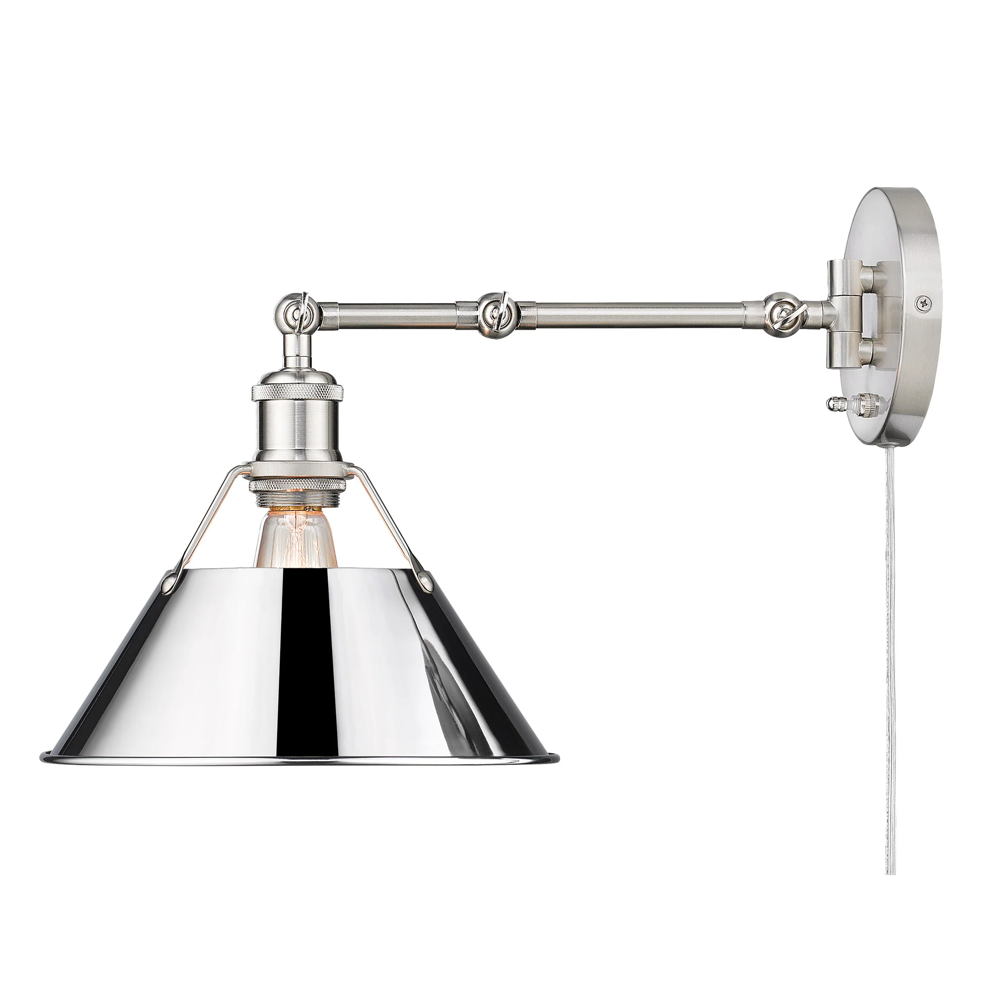 Orwell 1-light Swing Arm Wall Lamp in Pewter and Chrome shade - Image 2