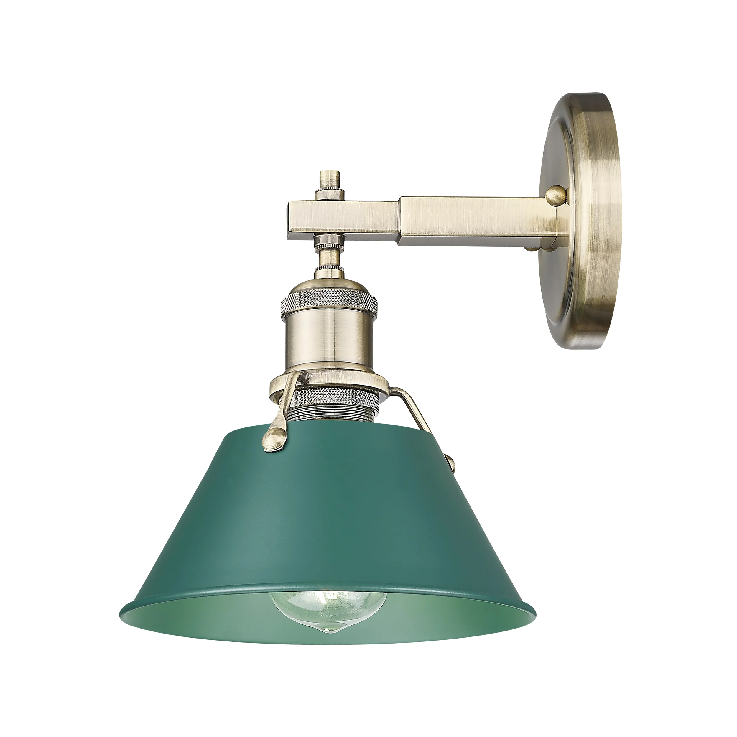 Orwell 1-light Vanity in Aged Brass and Pine Green shade - Image 2