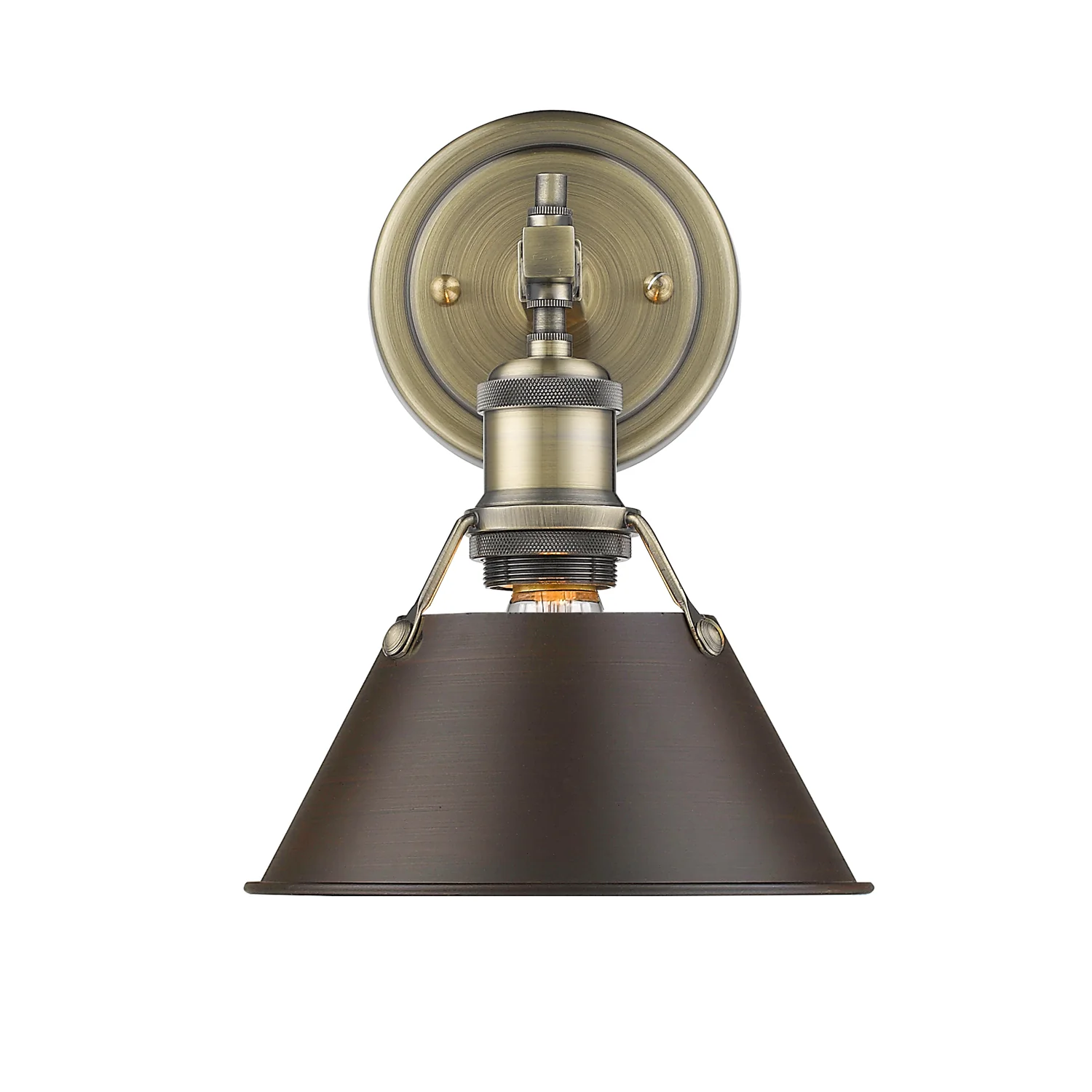 Orwell 1-light Vanity in Aged Brass and Rubbed Bronze shade - Image 2