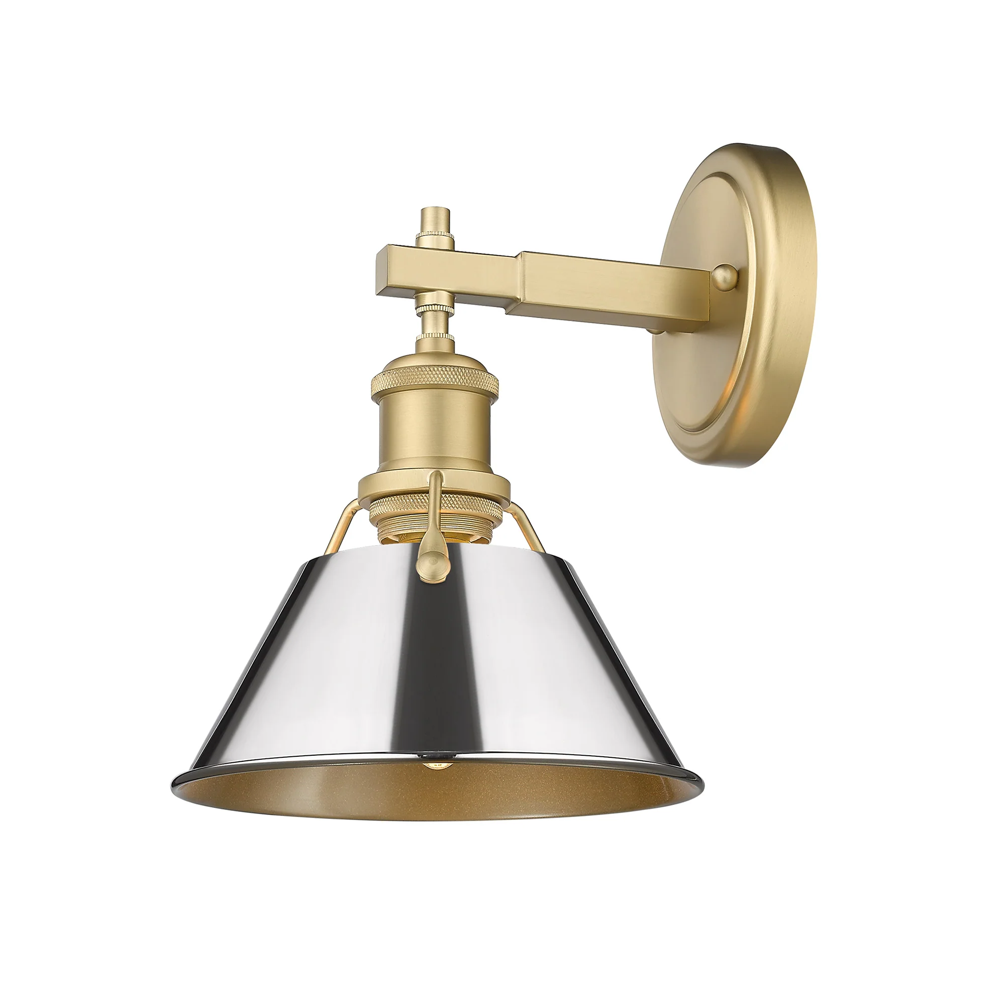 Orwell 1-light Vanity in Brushed Champagne Brass and Chrome shade - Image 2