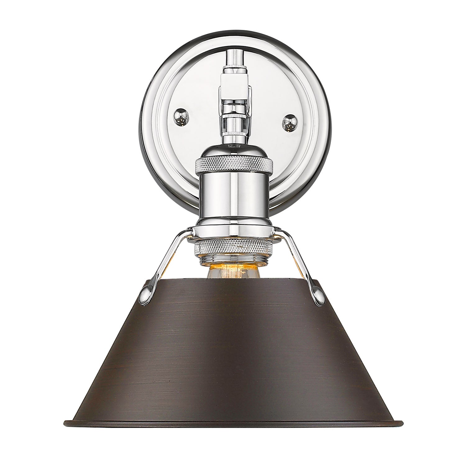 Orwell 1-light Vanity in Chrome and Rubbed Bronze shade - Image 2