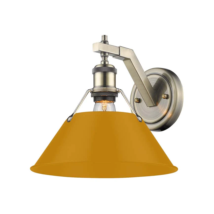 Orwell 1-light Wall Sconce in Aged Brass and Auric Yellow shade
