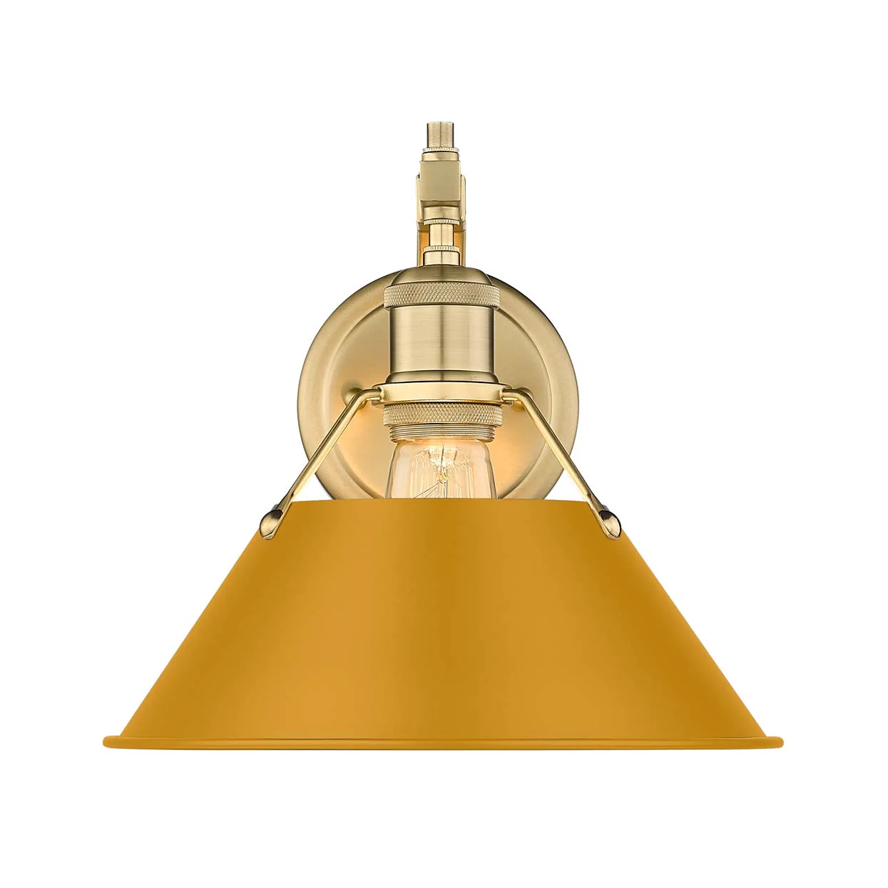 Orwell 1-light Wall Sconce in Brushed Champagne Brass and Auric Yellow shade - Image 2
