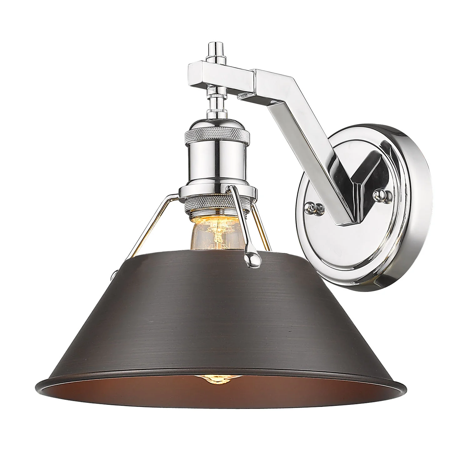 Orwell 1-light Wall Sconce in Chrome and Rubbed Bronze shade