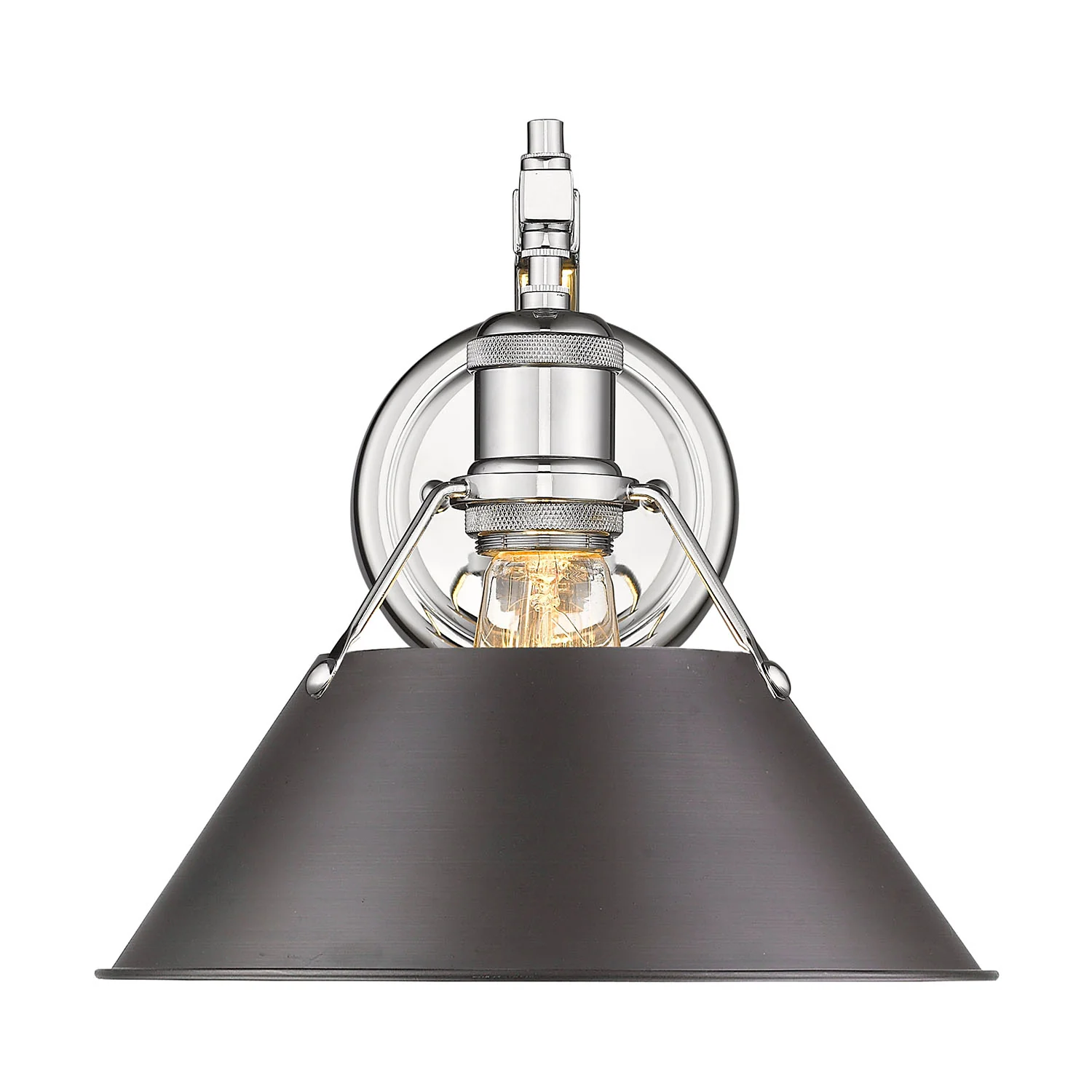 Orwell 1-light Wall Sconce in Chrome and Rubbed Bronze shade - Image 2
