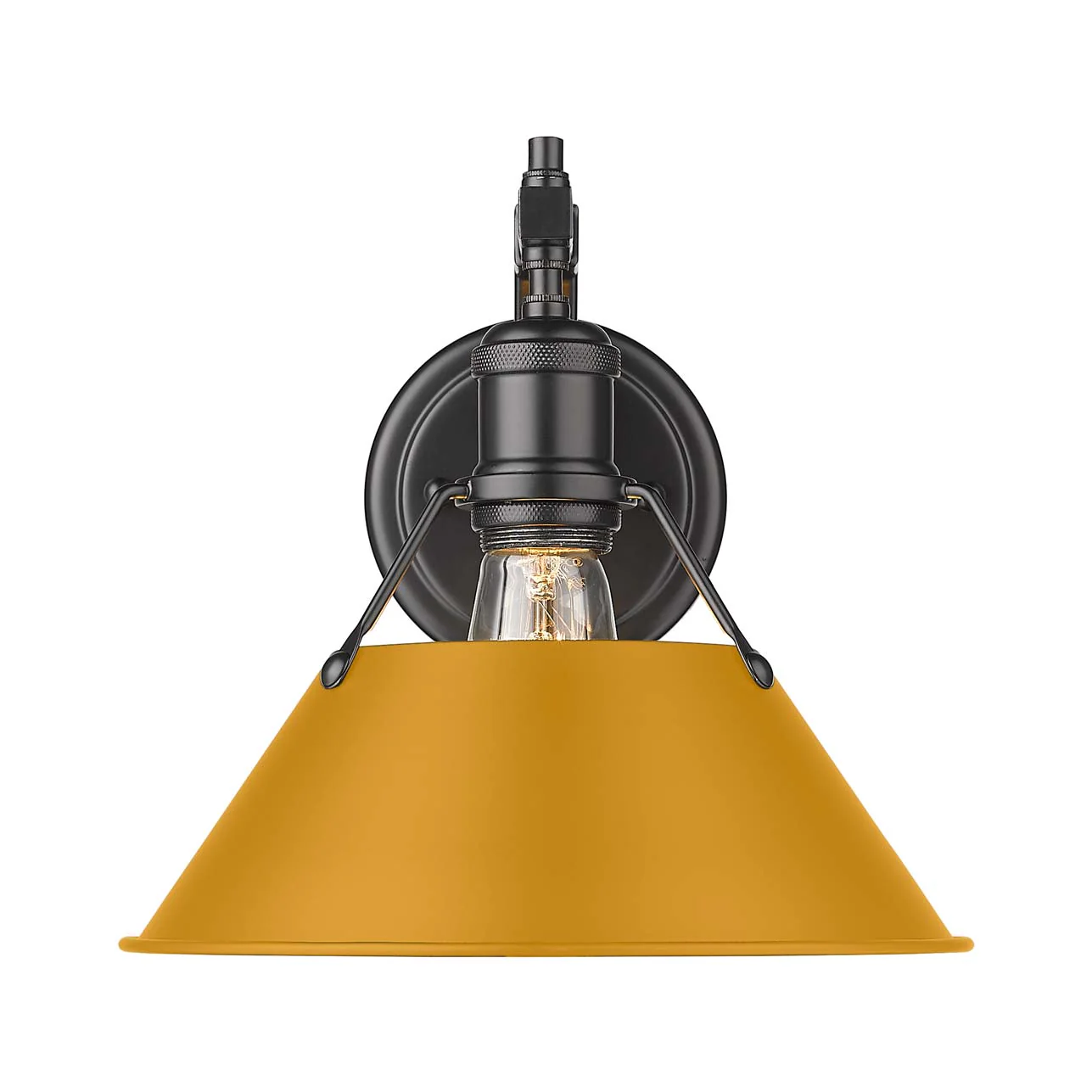 Orwell 1-light Wall Sconce in Matte Black and Auric Yellow shade - Image 2