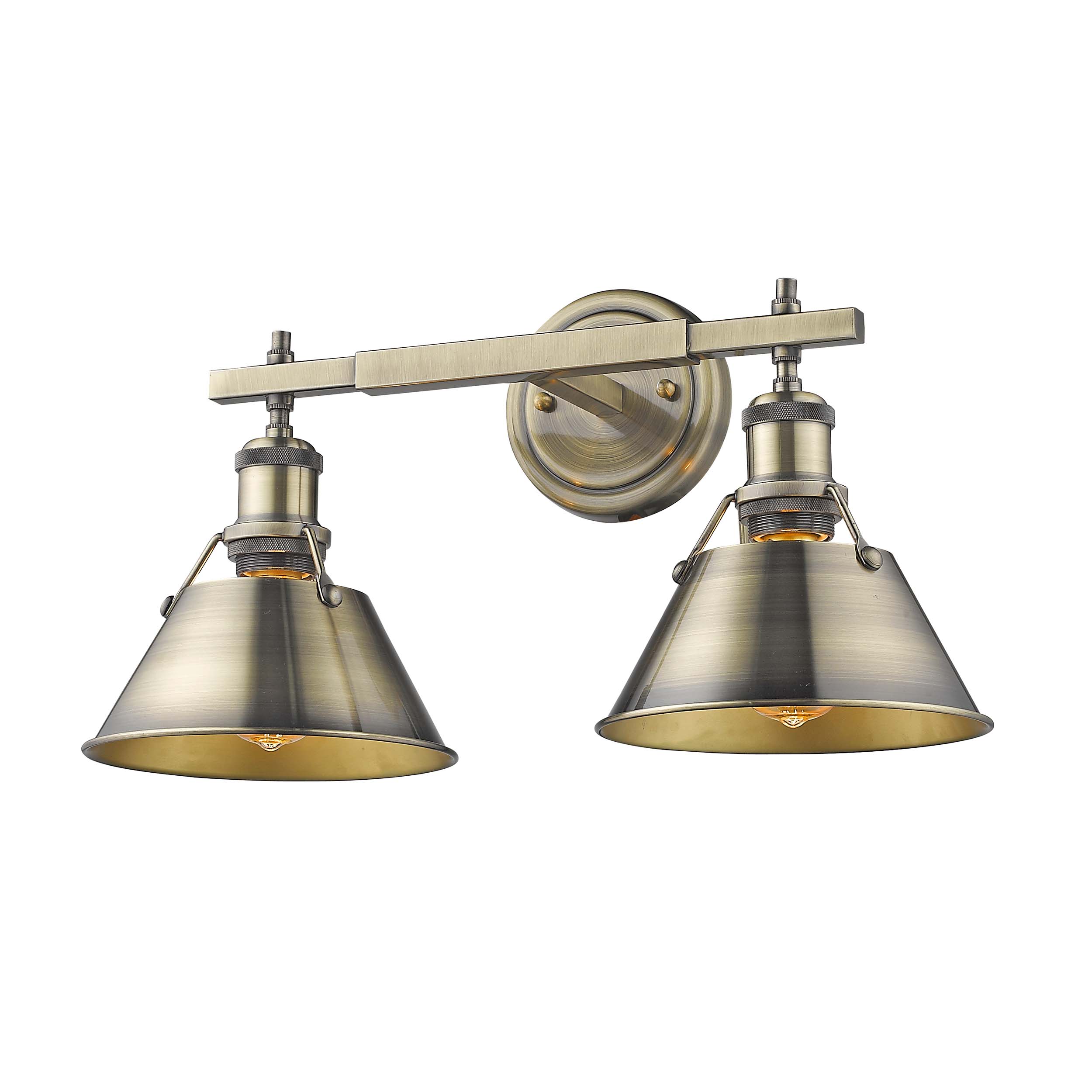 Orwell 2-light Vanity in Aged Brass