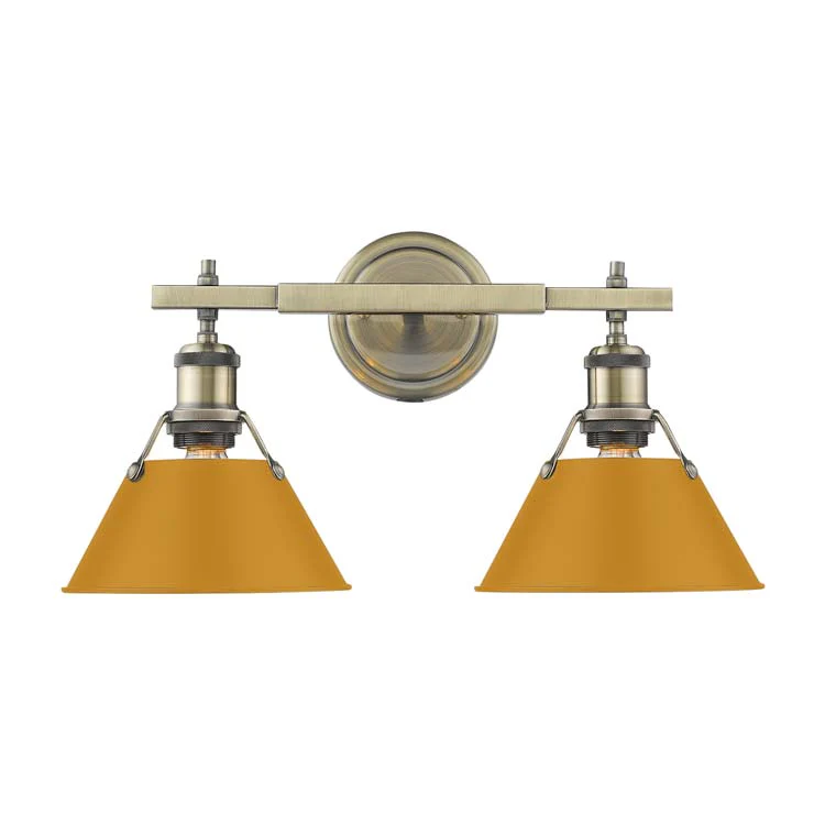 Orwell 2-light Vanity in Aged Brass and Auric Yellow shade - Image 2
