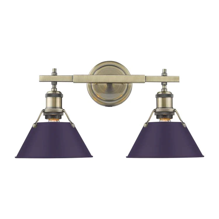 Orwell 2-light Vanity in Aged Brass and Exotic Purple shade - Image 2