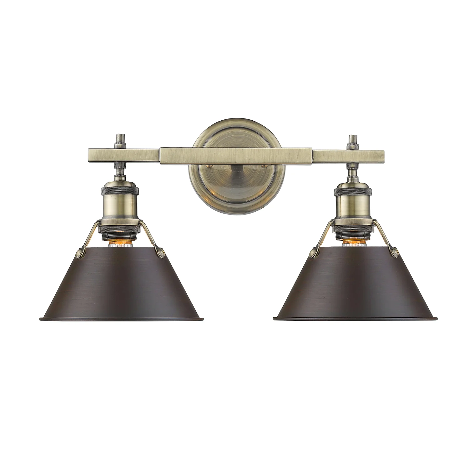 Orwell 2-light Vanity in Aged Brass and Rubbed Bronze shade - Image 2