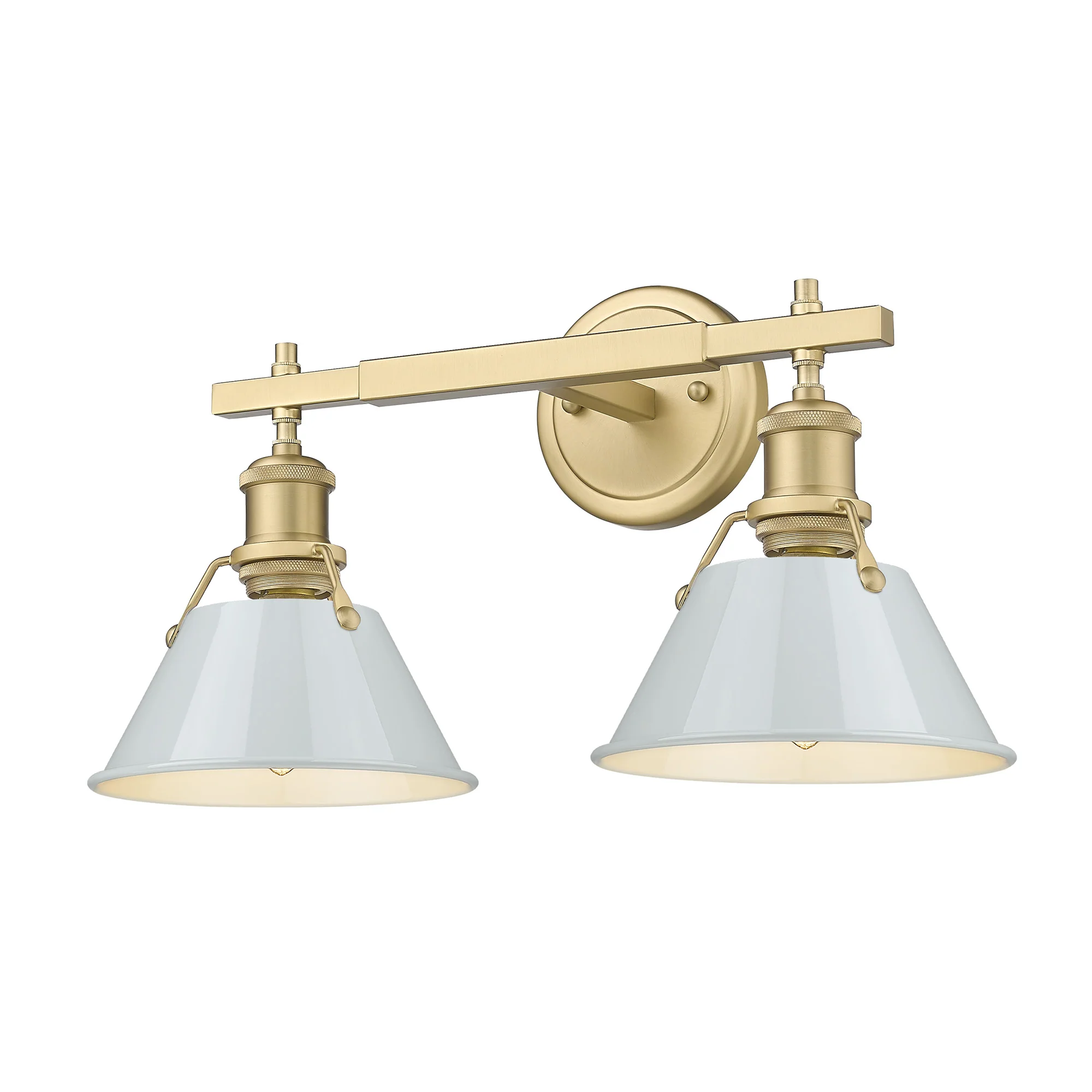 Orwell 2-light Vanity in Brushed Champagne Brass and Dusky Blue shade