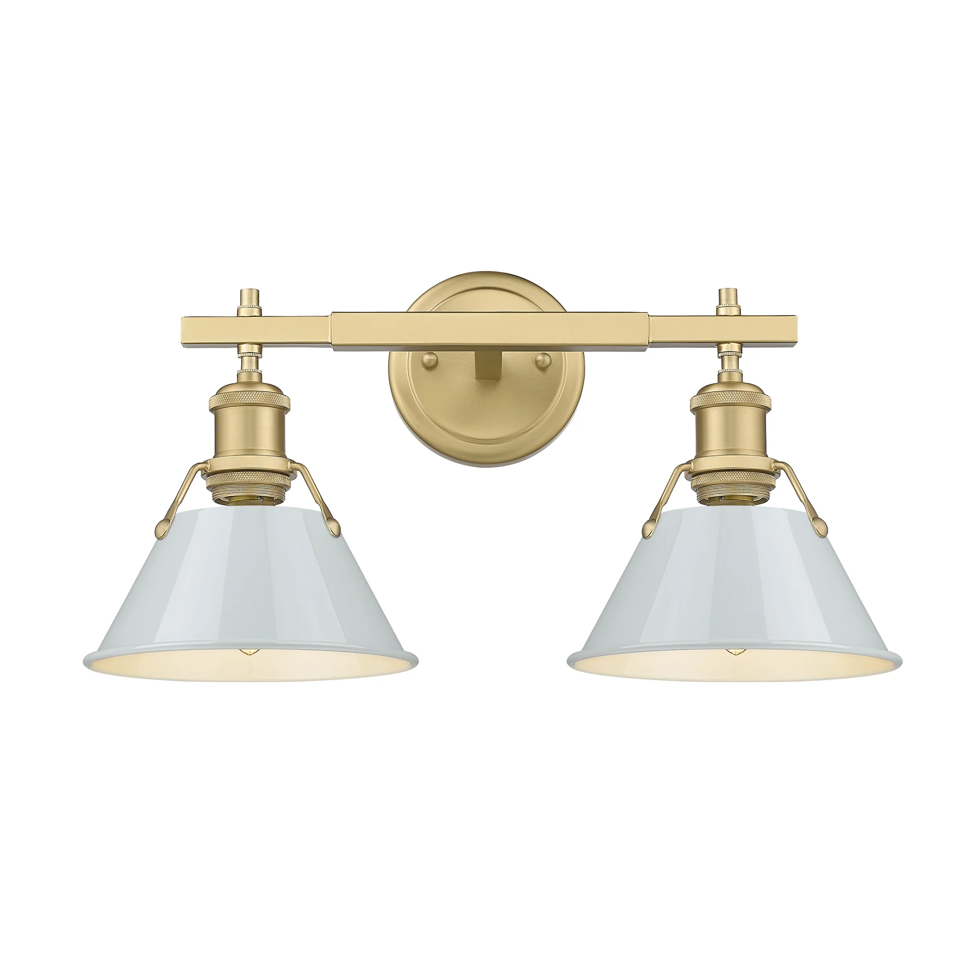 Orwell 2-light Vanity in Brushed Champagne Brass and Dusky Blue shade - Image 2