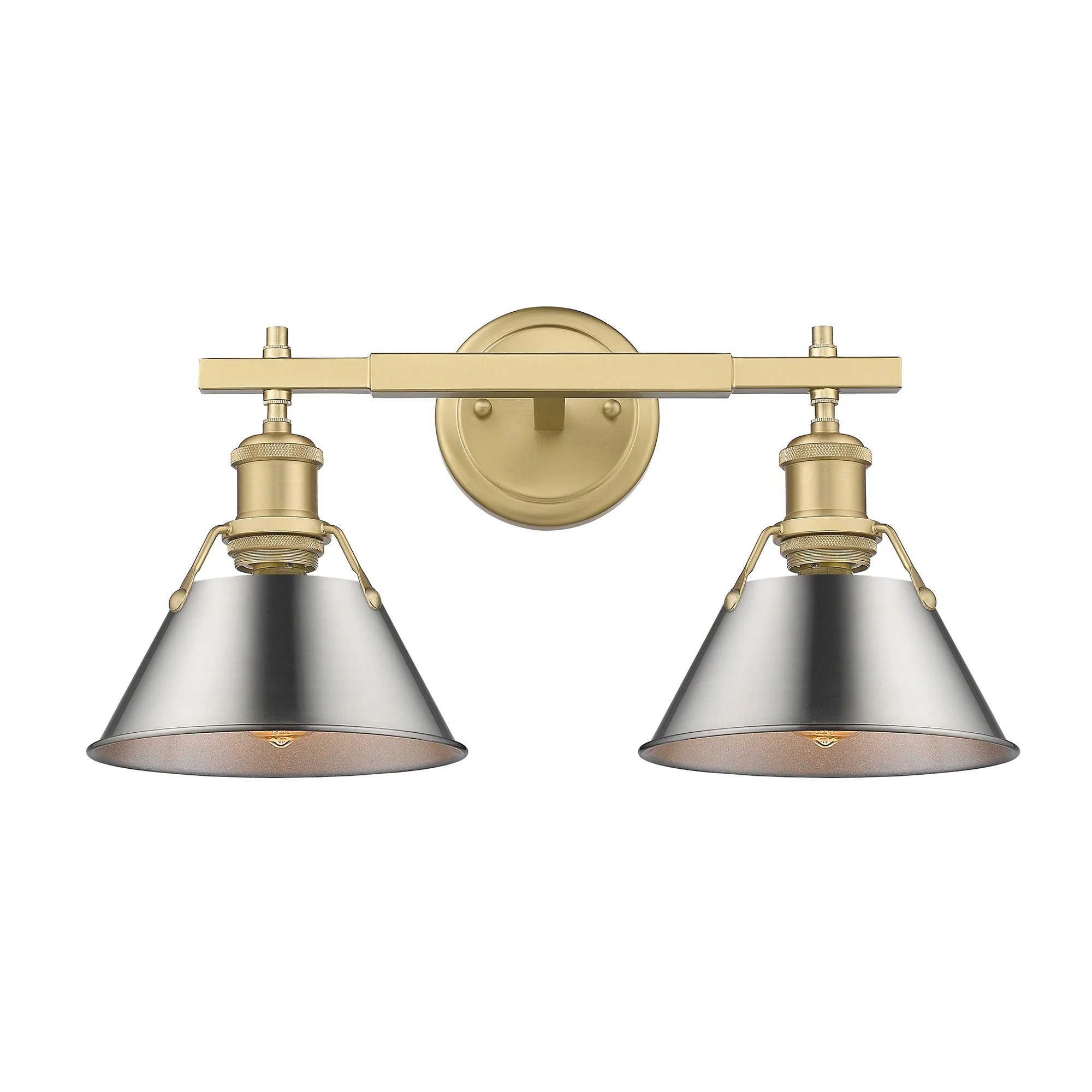Orwell 2-light Vanity in Brushed Champagne Brass and Pewter shade - Image 2