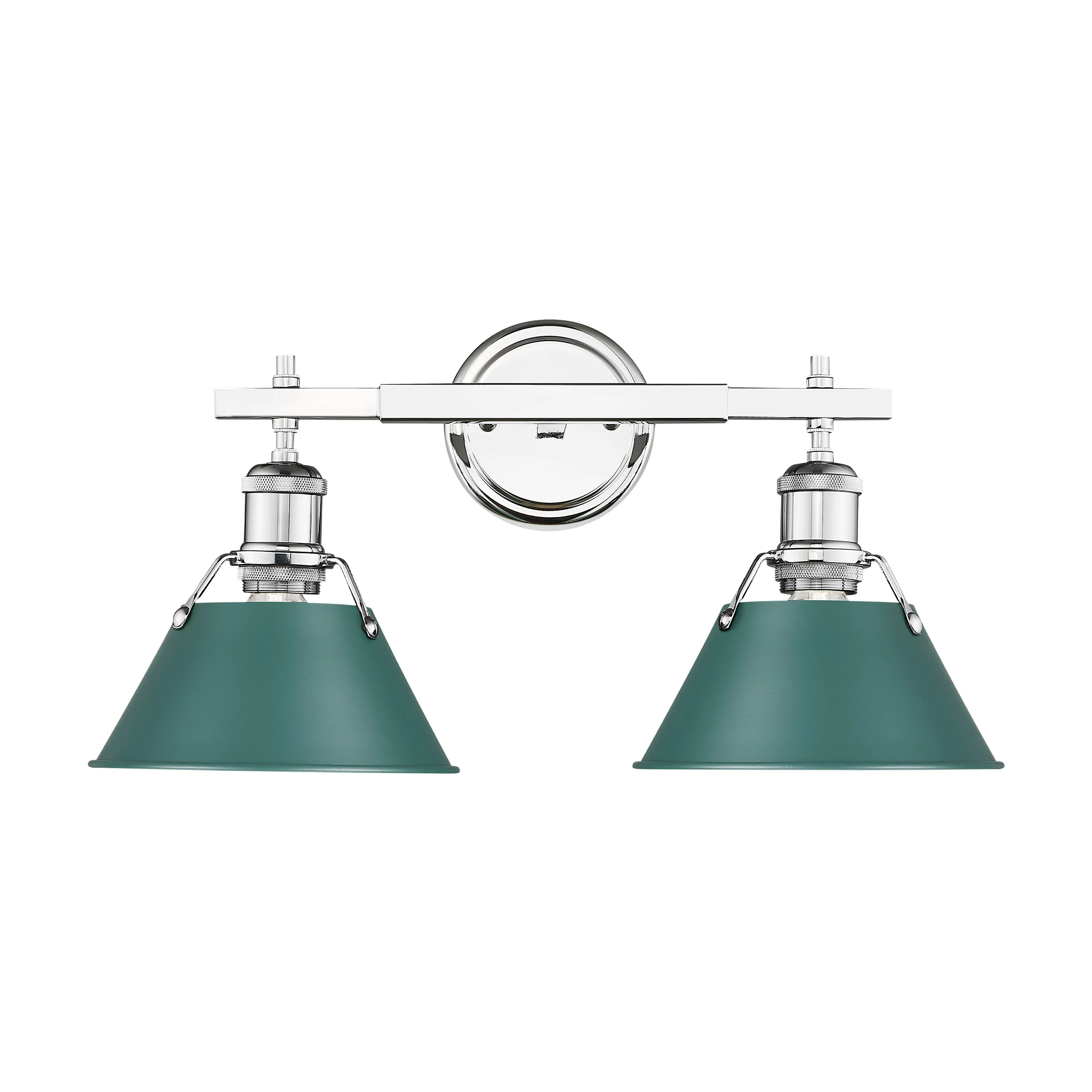 Orwell 2-light Vanity in Chrome and Pine Green shade - Image 2