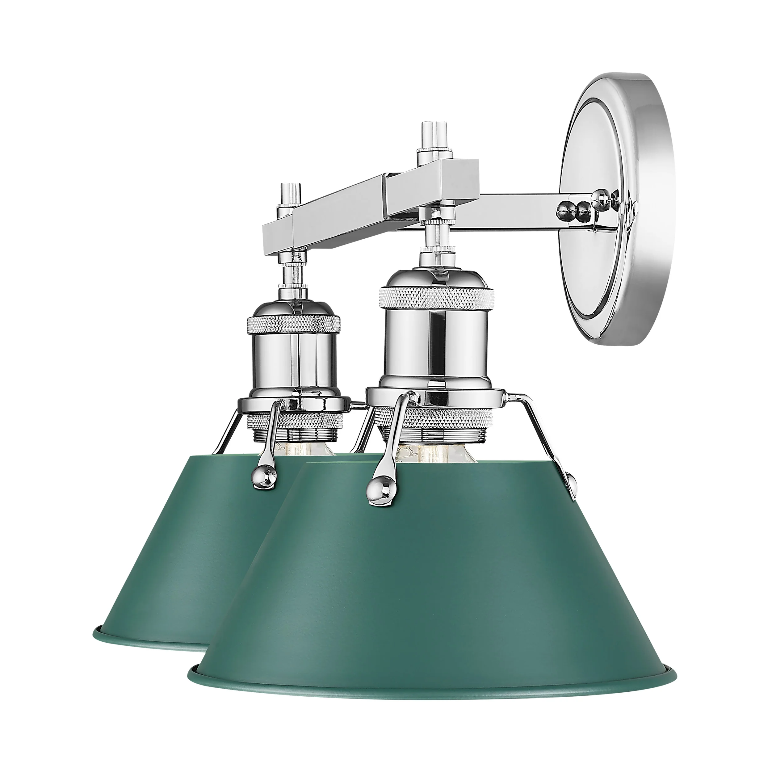 Orwell 2-light Vanity in Chrome and Pine Green shade - Image 3