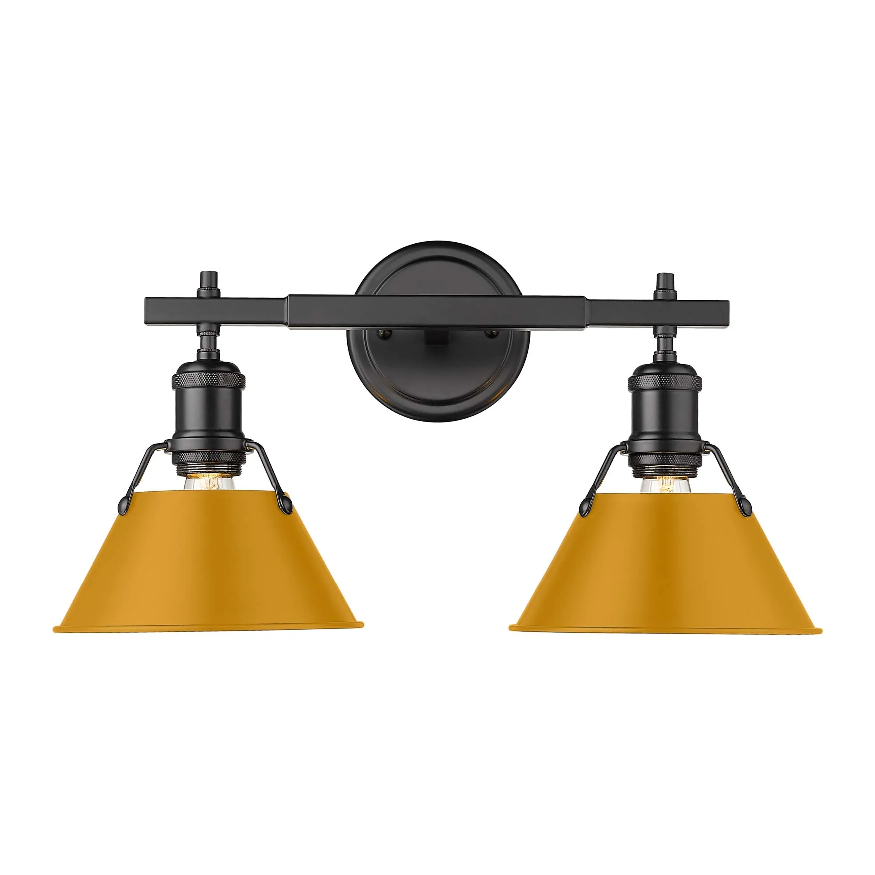 Orwell 2-light Vanity in Matte Black and Auric Yellow shade - Image 3