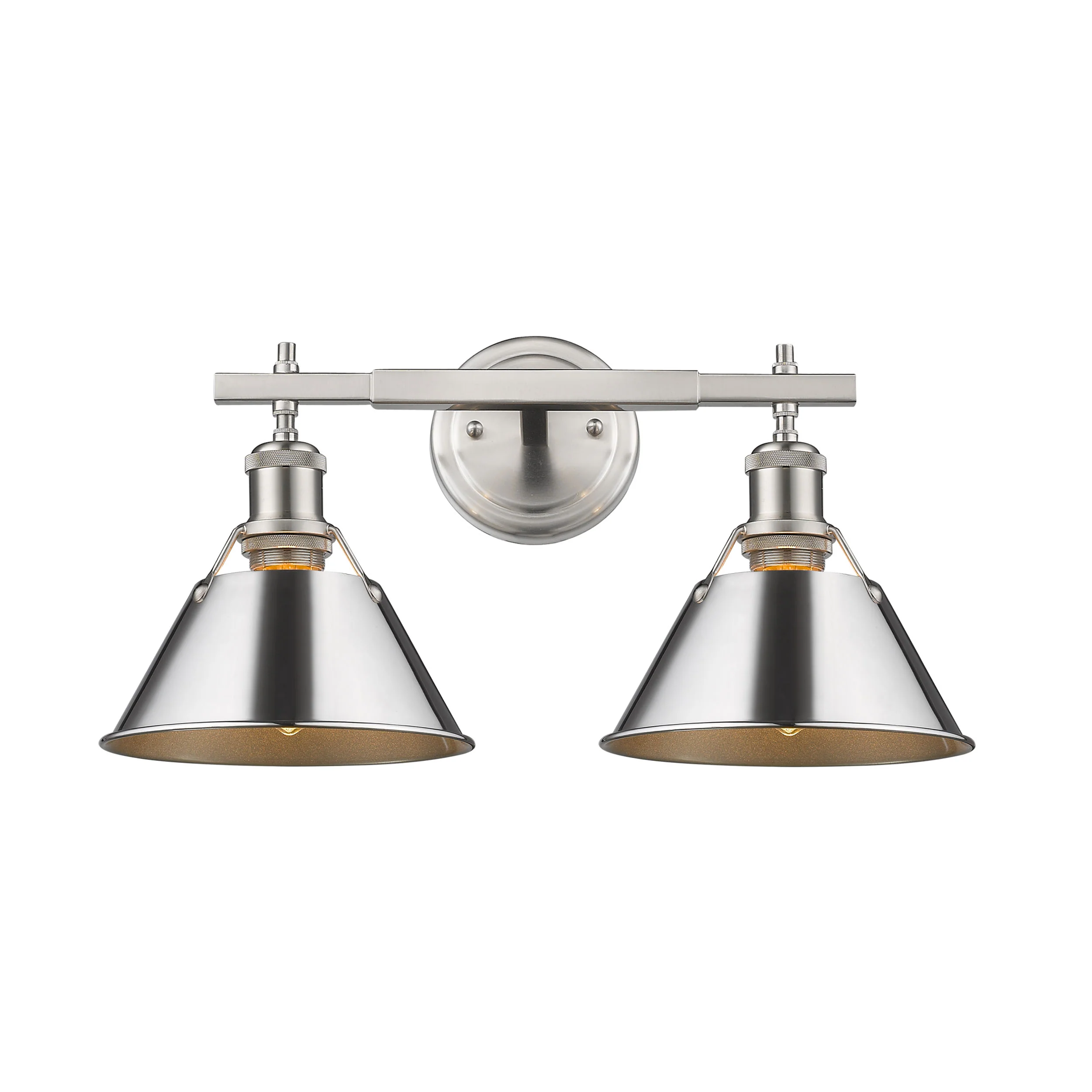 Orwell 2-light Vanity in Pewter and Chrome shade