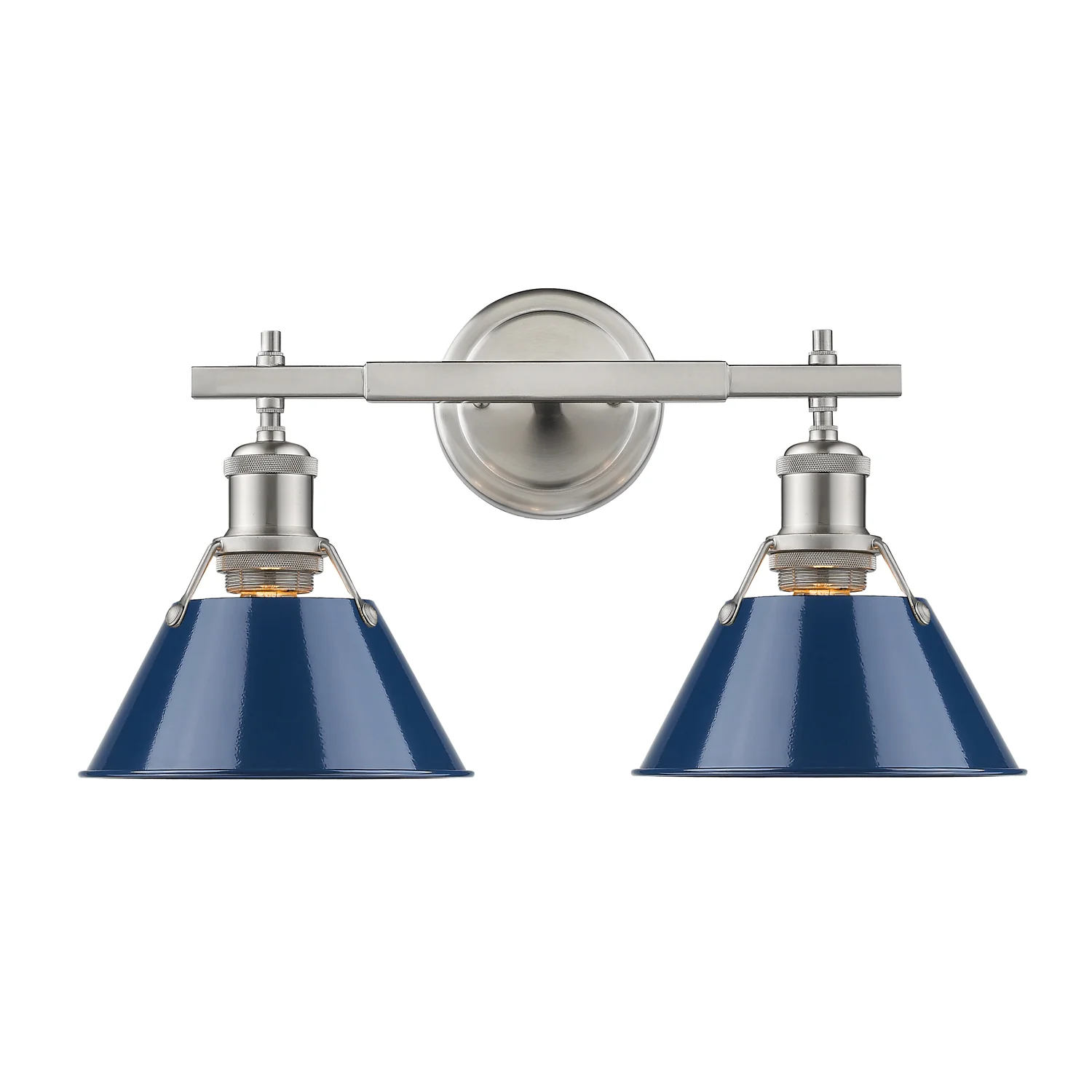Orwell 2-light Vanity in Pewter and Navy Blue shade - Image 2