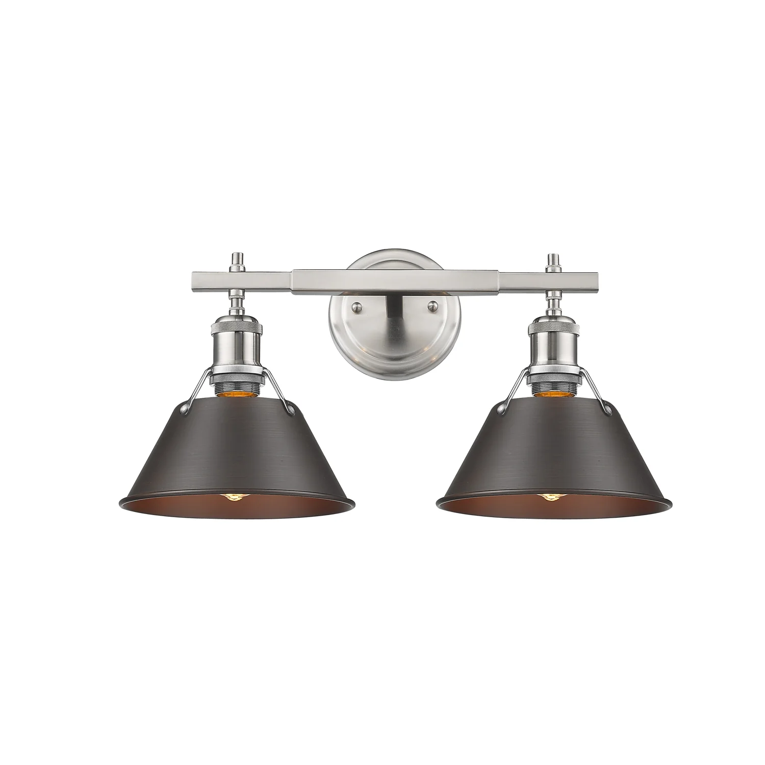 Orwell 2-light Vanity in Pewter and Rubbed Bronze shade