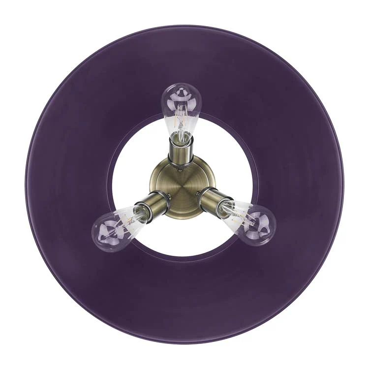 Orwell 3-light Flush Mount in Aged Brass and Exotic Purple shade - Image 2