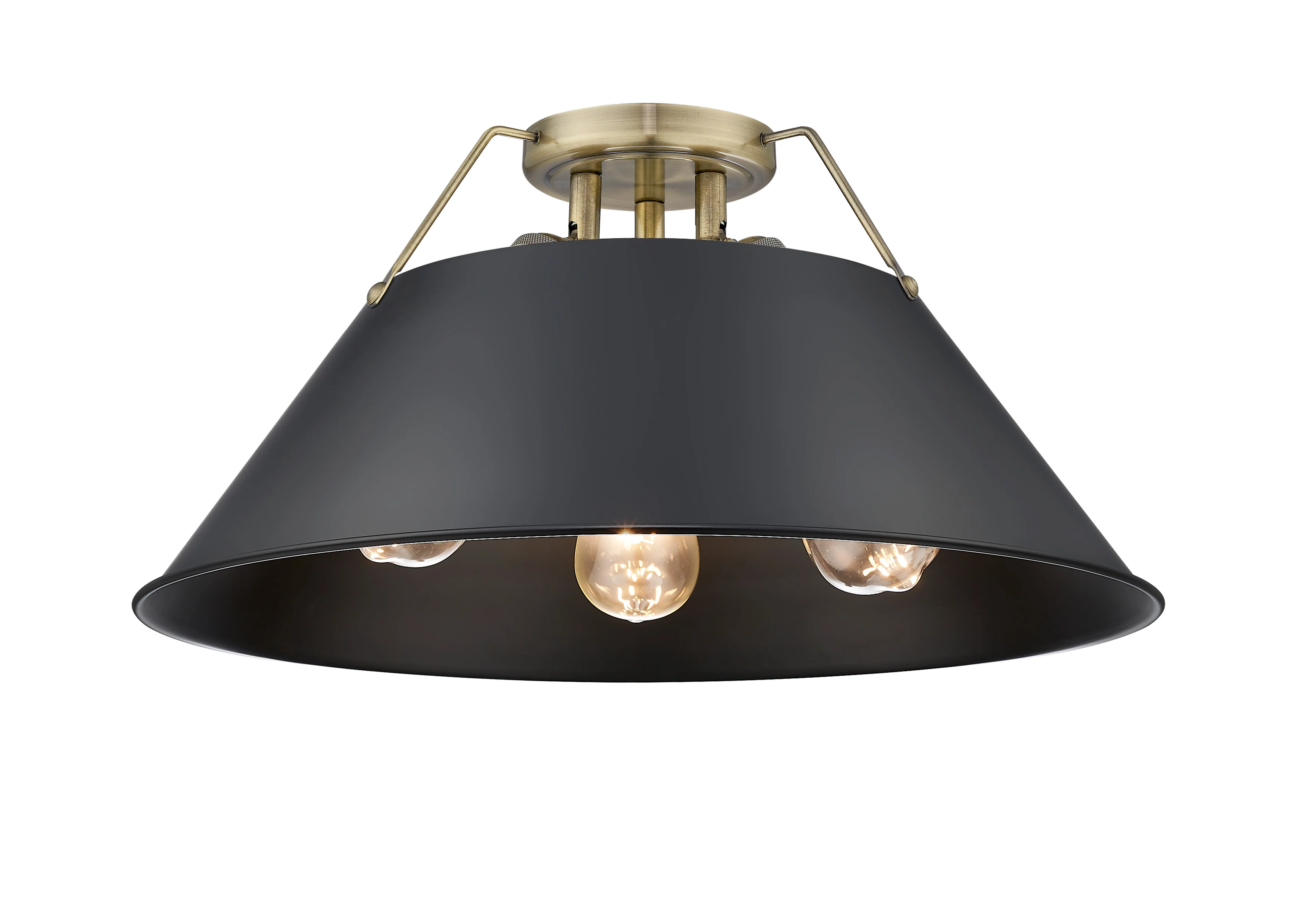 Orwell 3-light Flush Mount in Aged Brass and Matte Black shade
