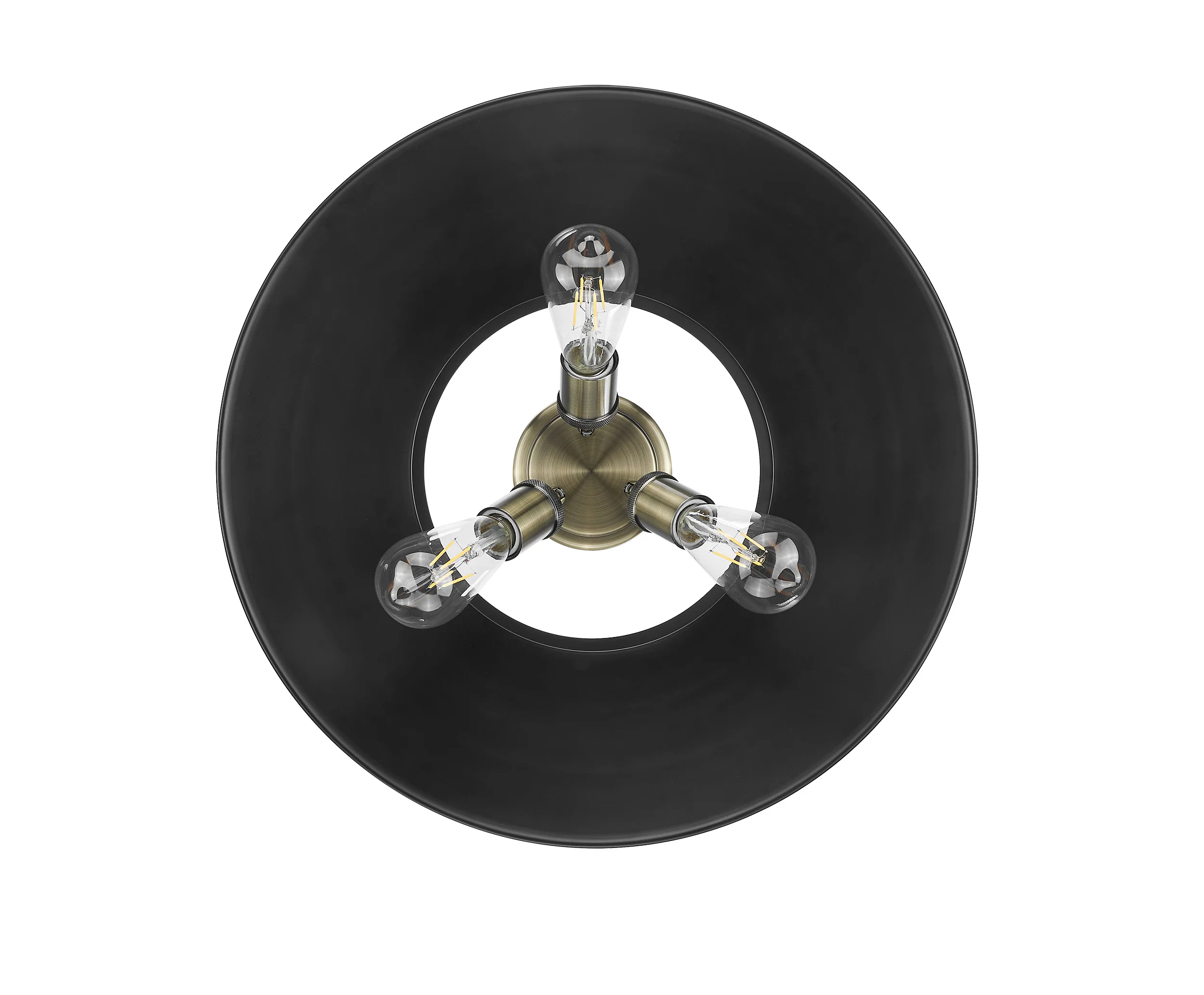 Orwell 3-light Flush Mount in Aged Brass and Matte Black shade - Image 2