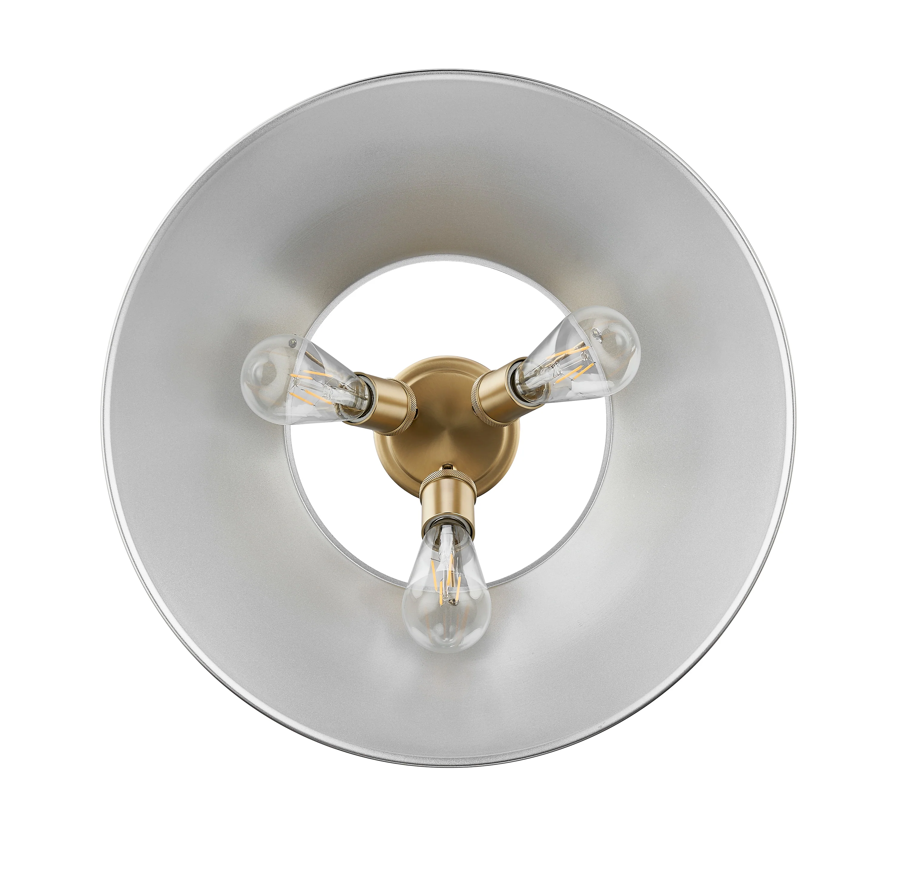 Orwell 3-light Flush Mount in Brushed Champagne Brass and Pewter shade - Image 2