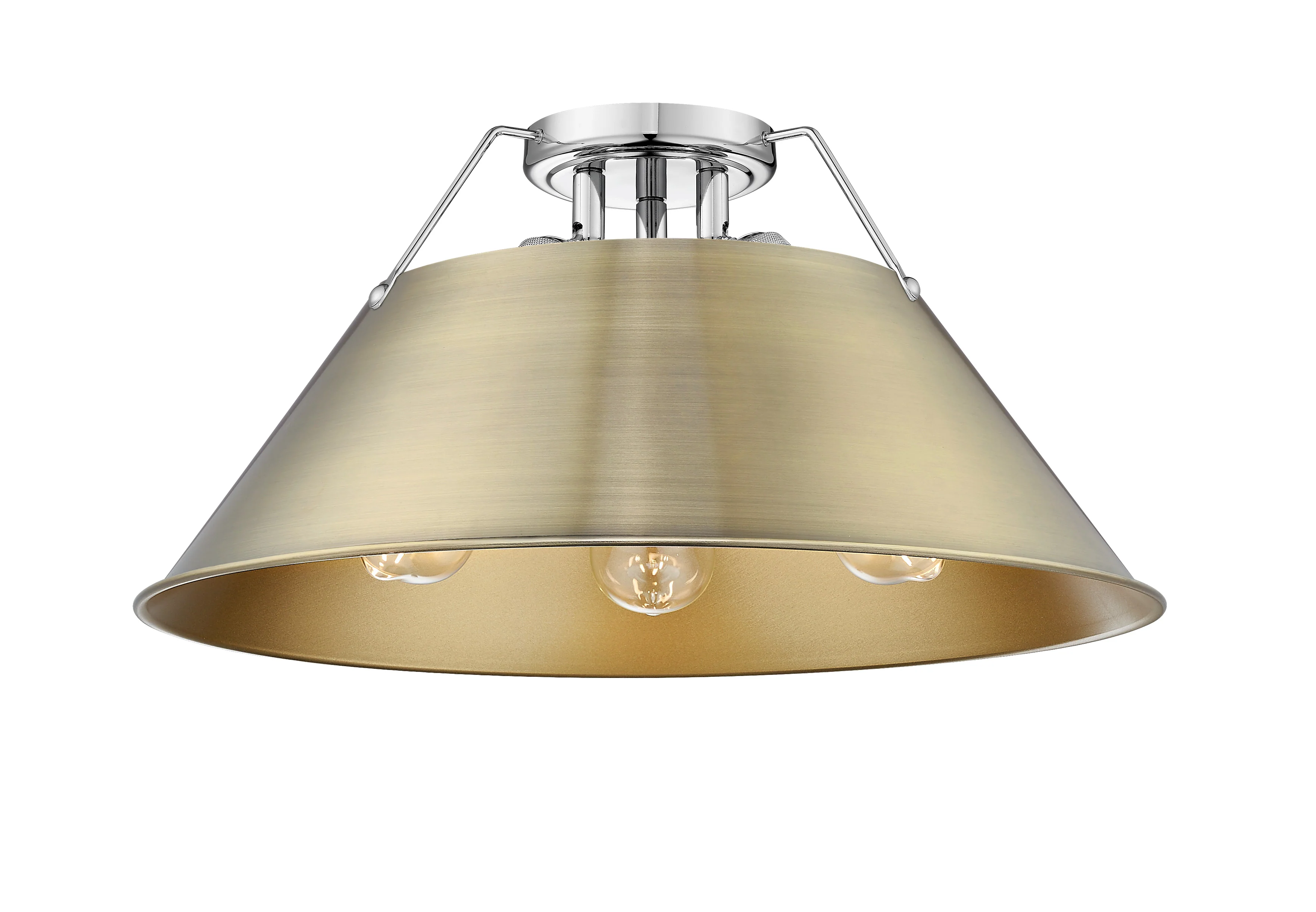 Orwell 3-light Flush Mount in Chrome and Aged Brass shade