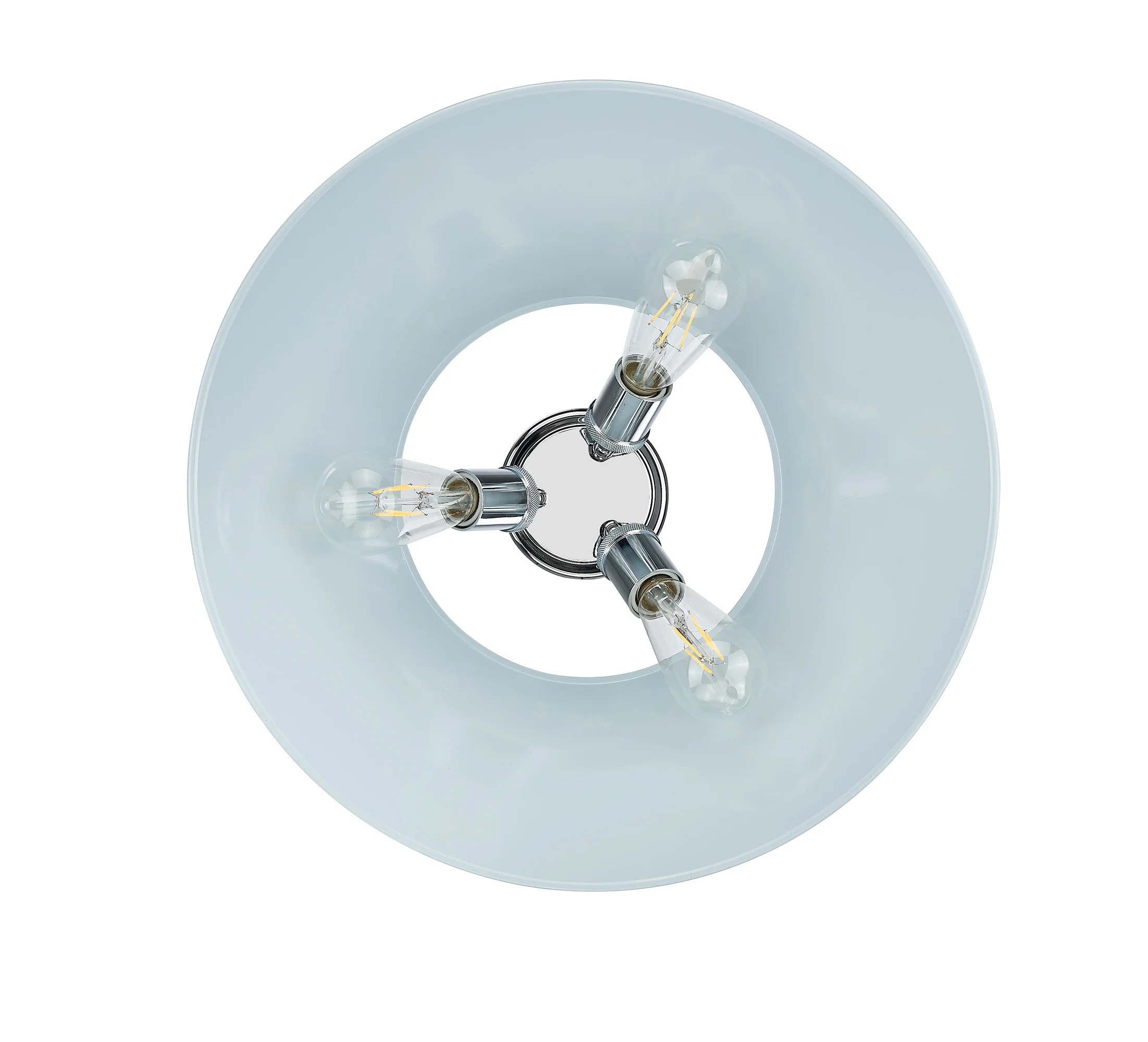 Orwell 3-light Flush Mount in Chrome and Dusky Blue shade - Image 2