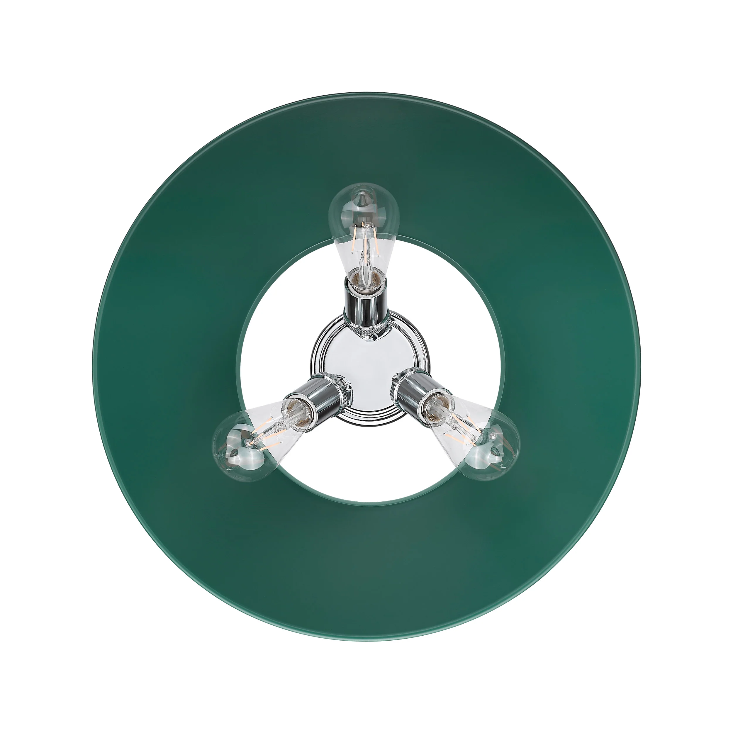 Orwell 3-light Flush Mount in Chrome and Pine Green shade - Image 2
