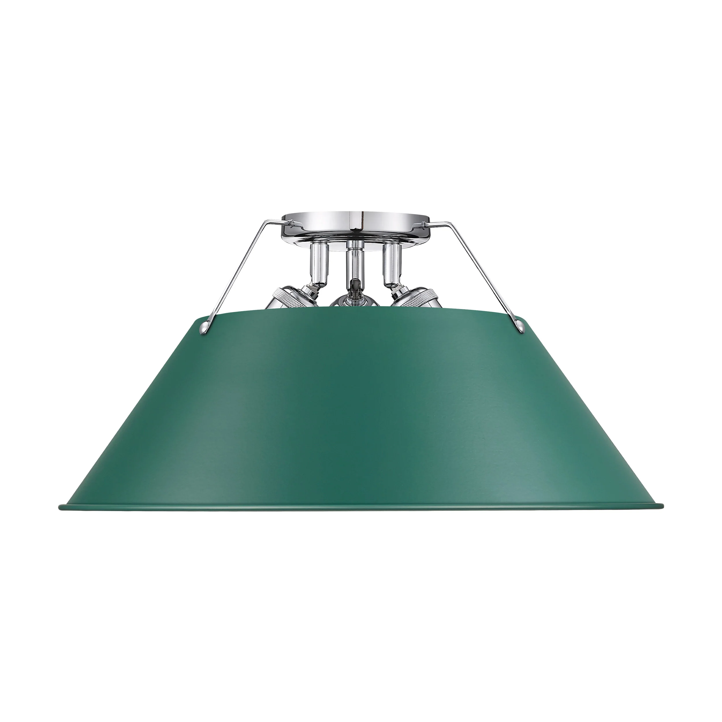 Orwell 3-light Flush Mount in Chrome and Pine Green shade - Image 3