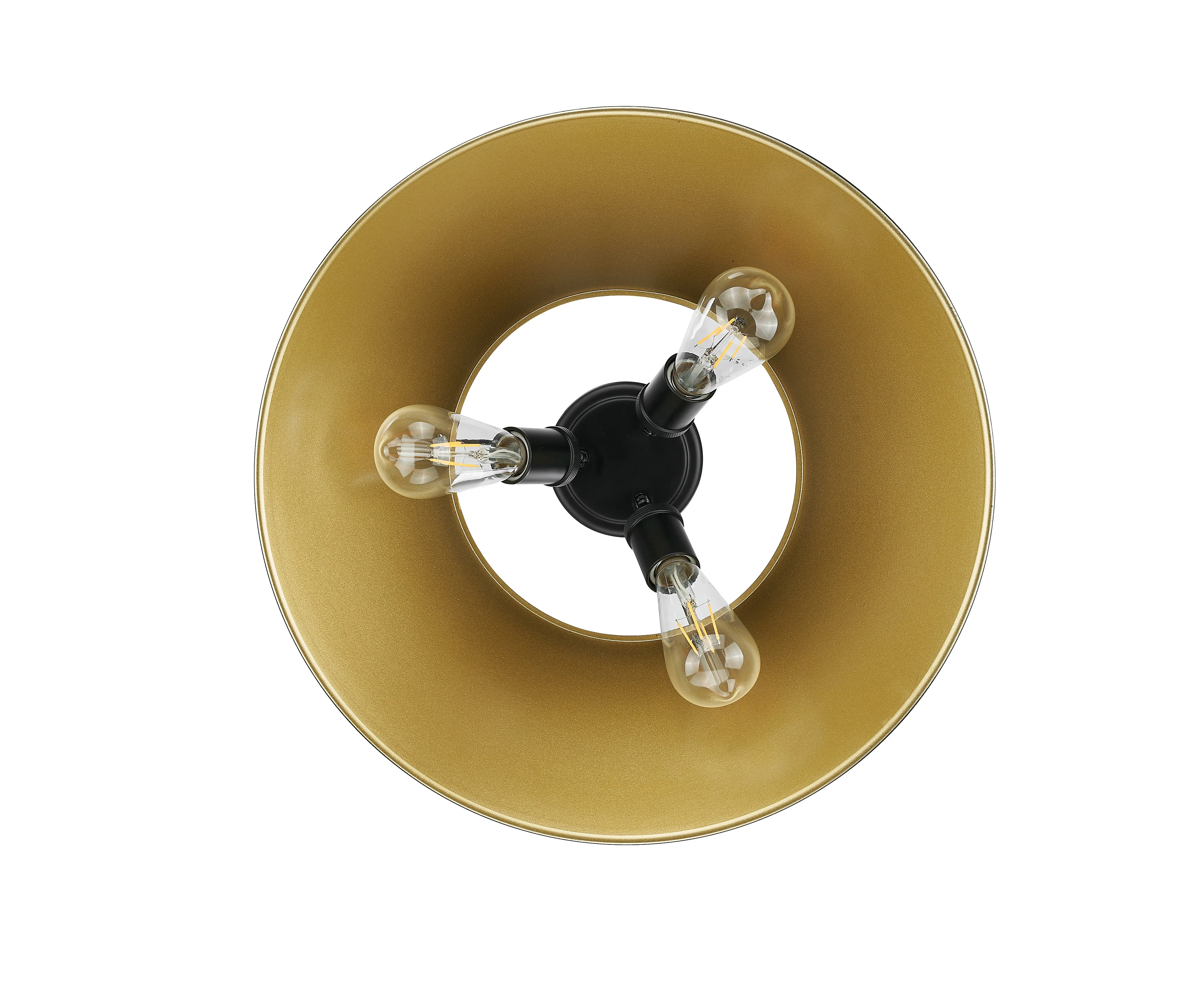 Orwell 3-light Flush Mount in Matte Black and Aged Brass shade - Image 2