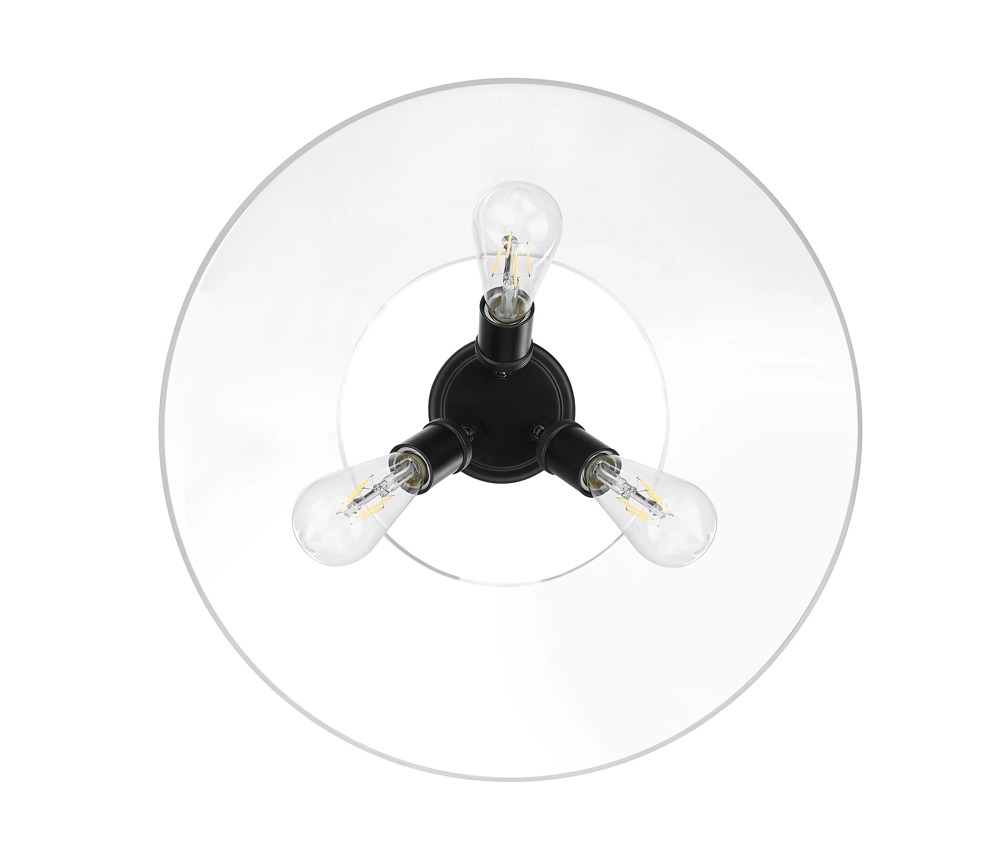 Orwell 3-light Flush Mount in Matte Black and Clear Glass - Image 2