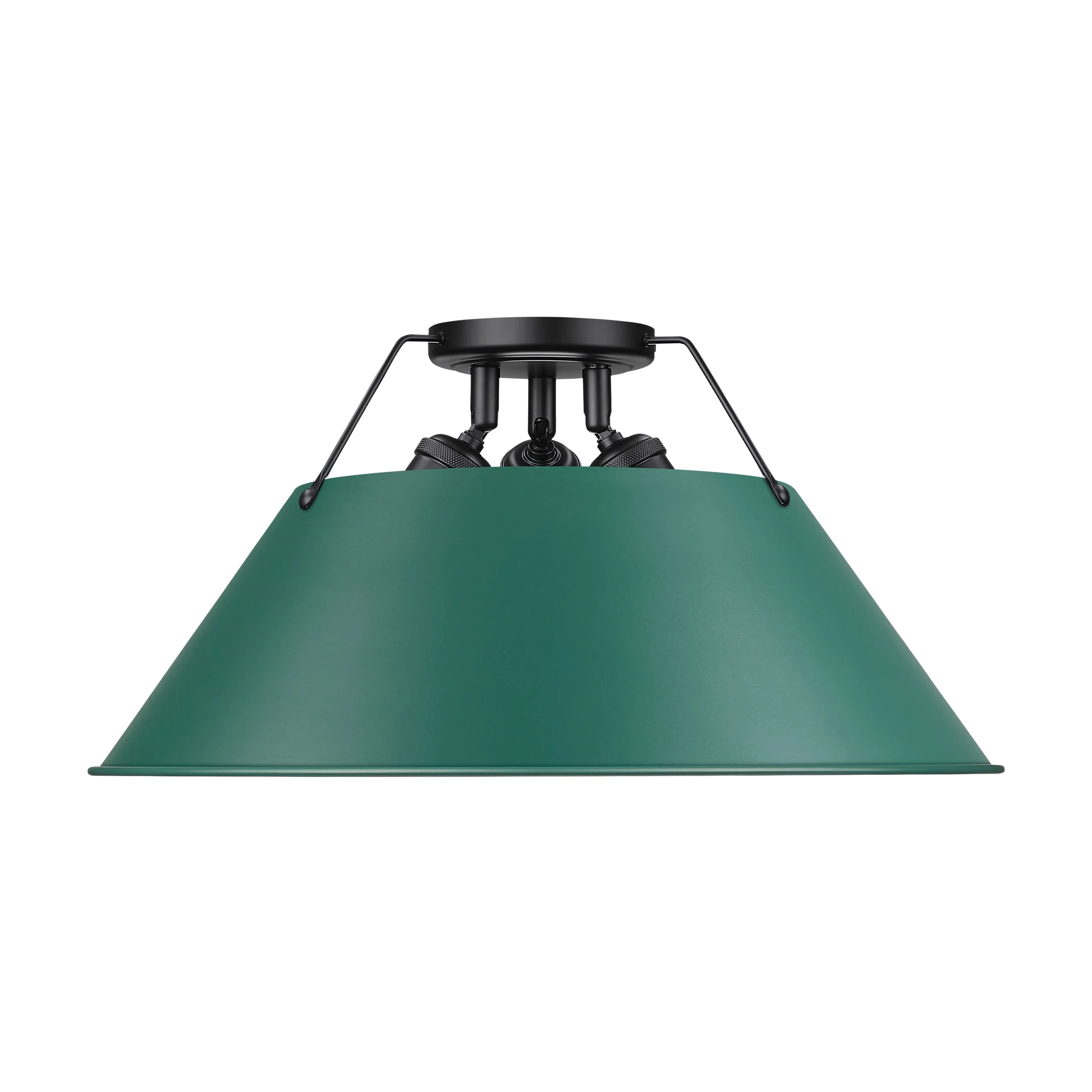 Orwell 3-light Flush Mount in Matte Black and Pine Green shade - Image 3