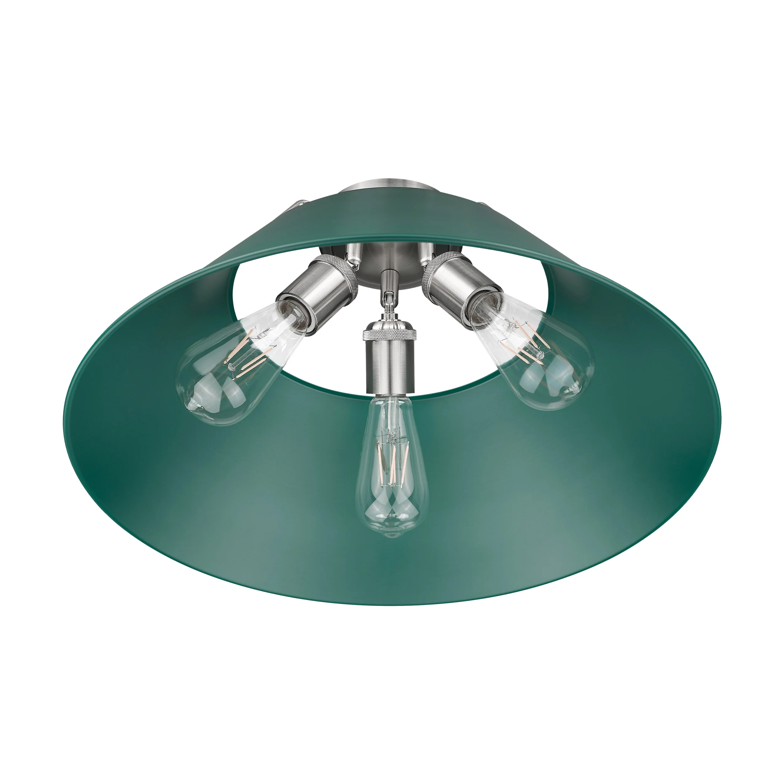 Orwell 3-light Flush Mount in Pewter and Pine Green shade - Image 4