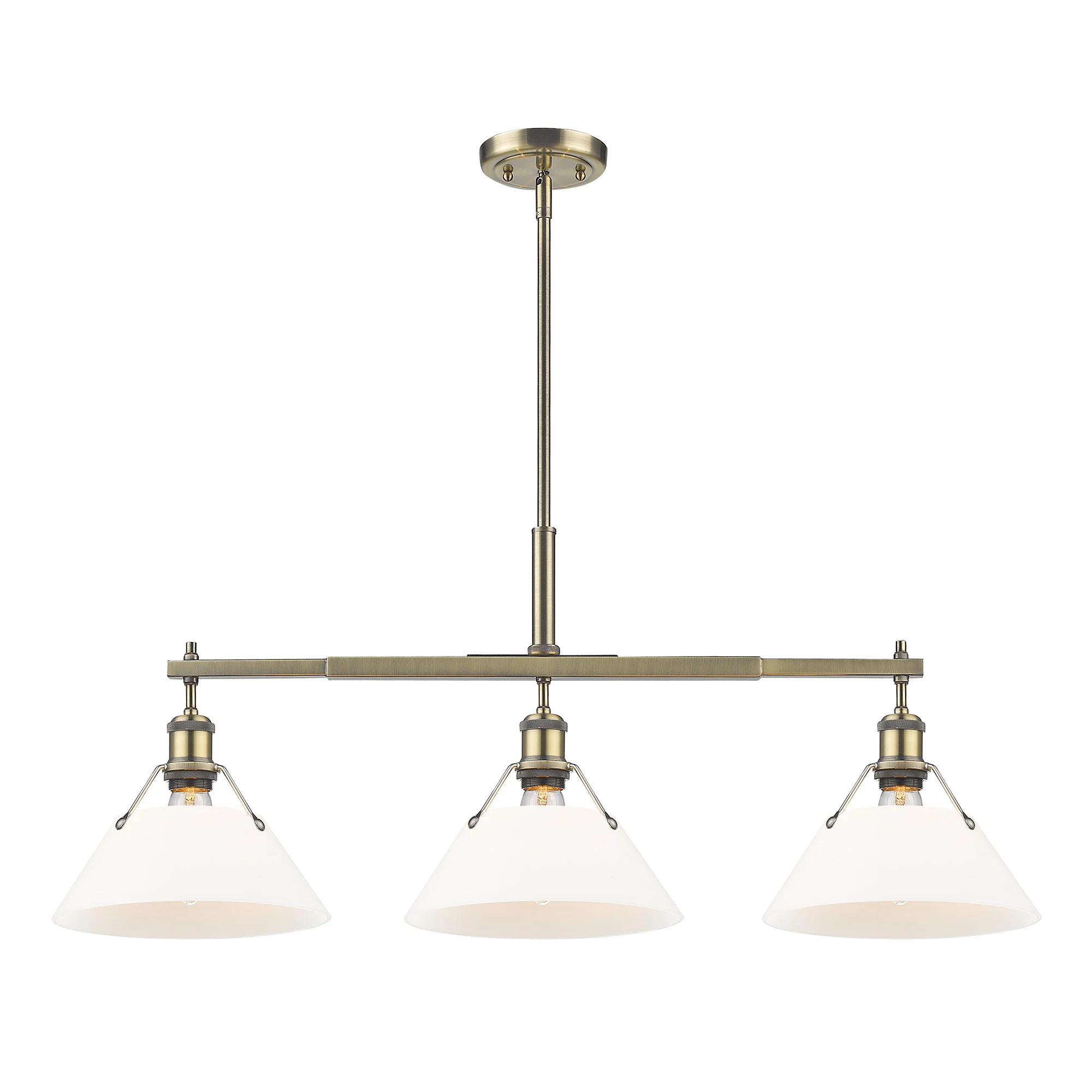 Orwell 3-light Island Light in Aged Brass and Opal Glass - Image 2