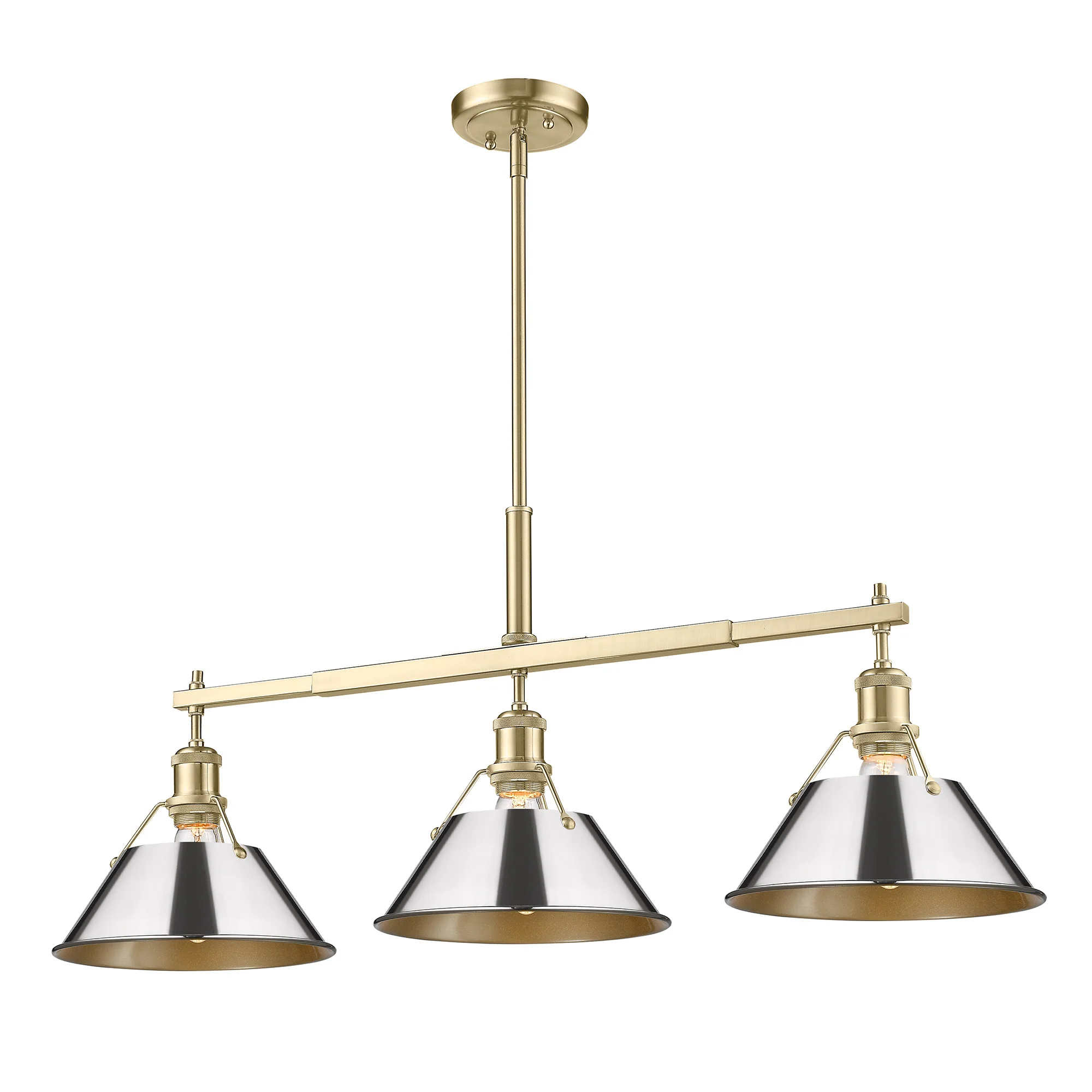 Orwell 3-light Island Light in Brushed Champagne Brass and Chrome shade