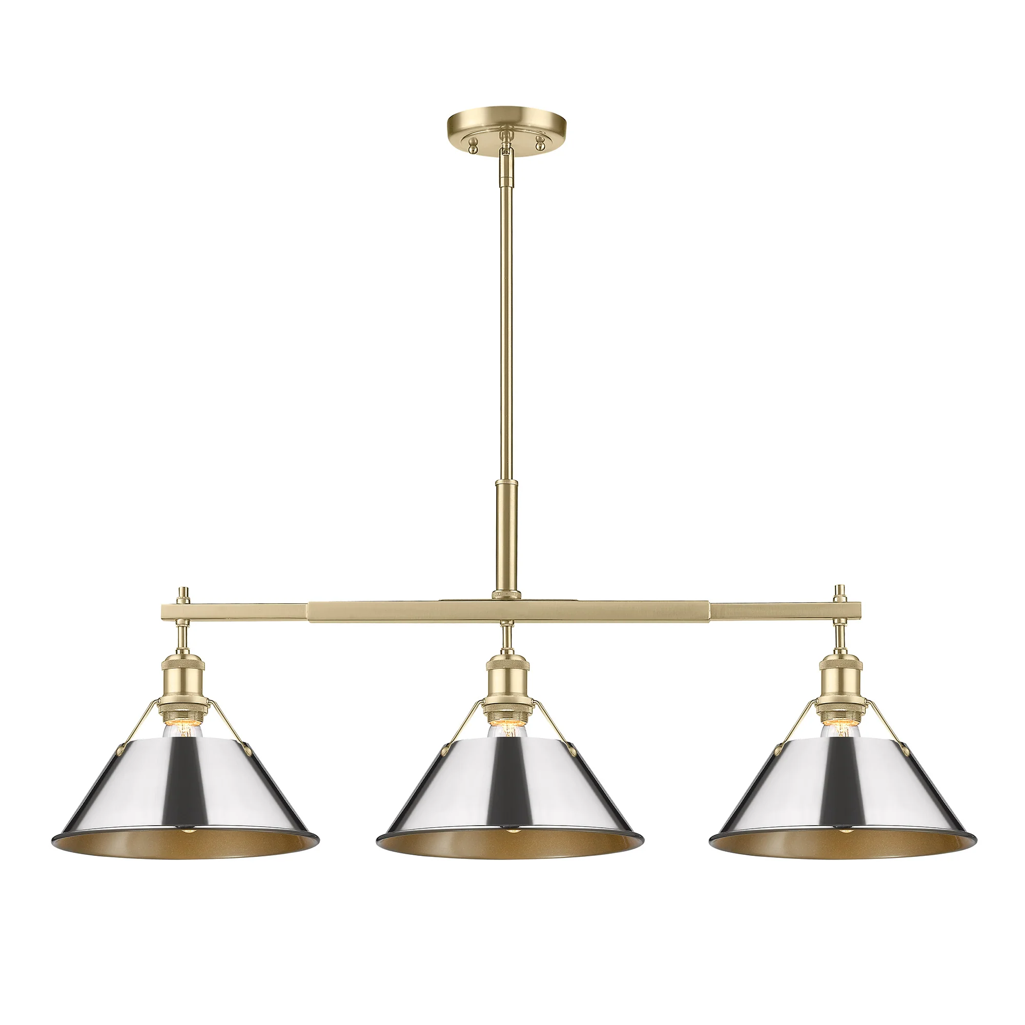 Orwell 3-light Island Light in Brushed Champagne Brass and Chrome shade - Image 2
