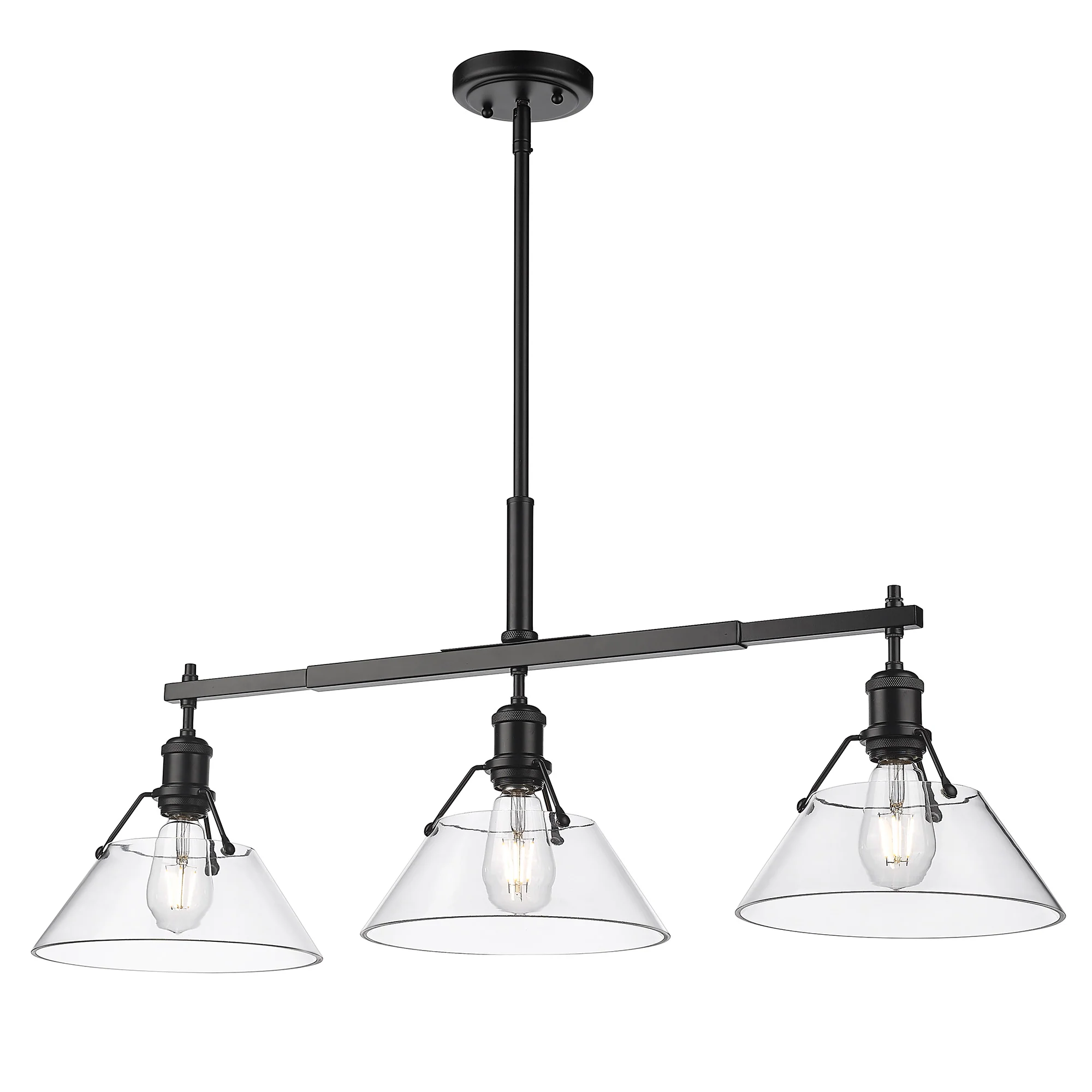 Orwell 3-light Island Light in Matte Black and Clear Glass