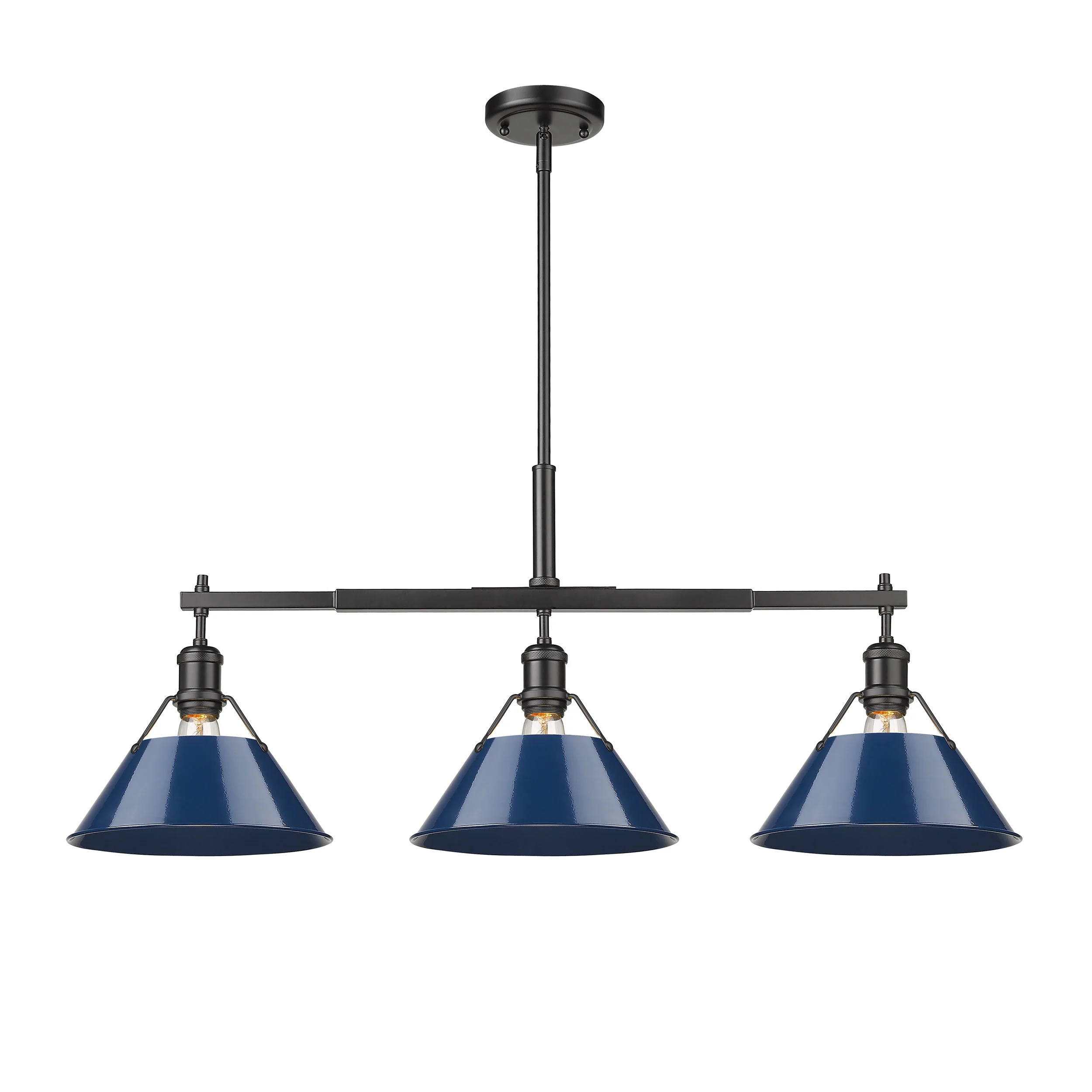 Orwell 3-light Island Light in Matte Black and Navy Blue shade