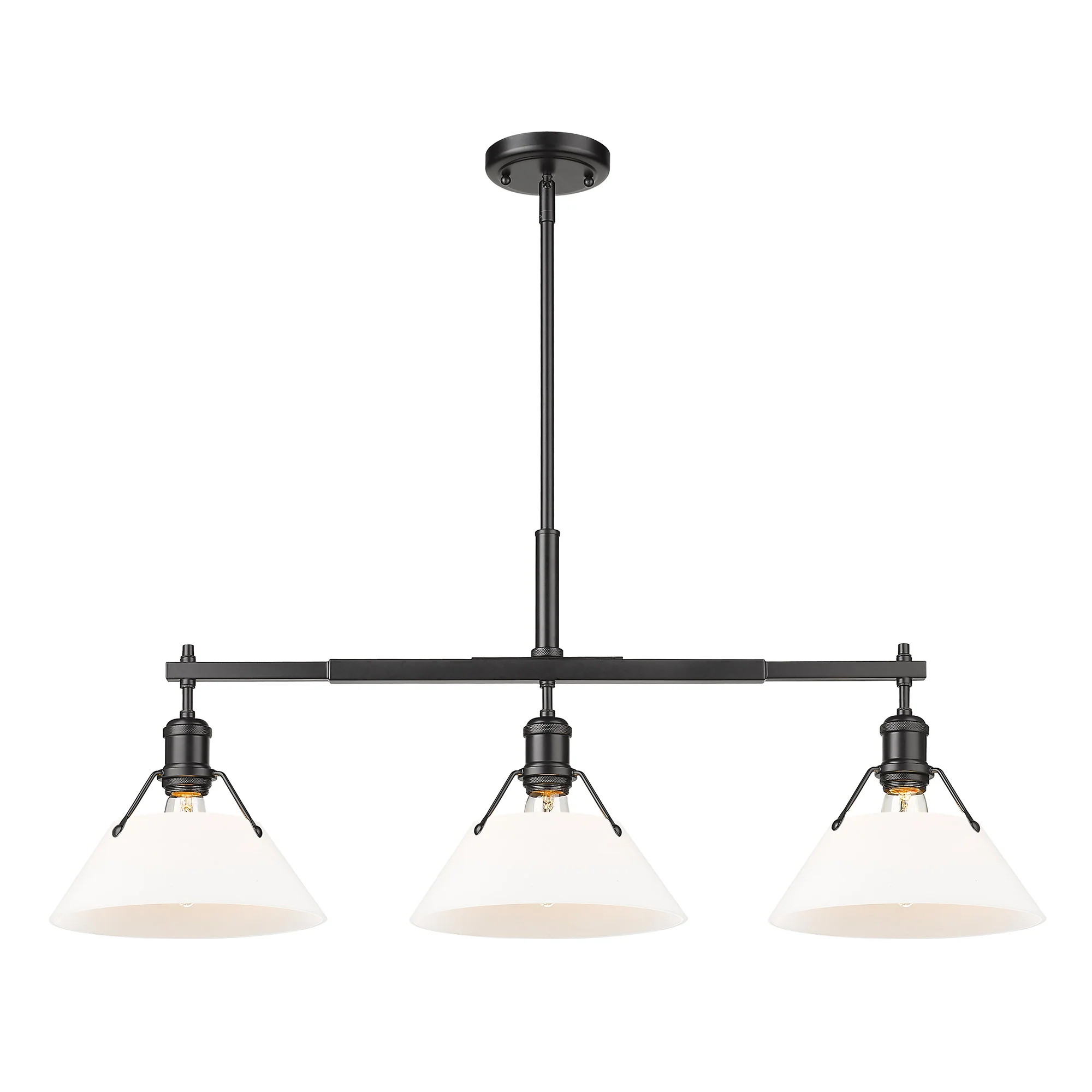 Orwell 3-light Island Light in Matte Black and Opal Glass